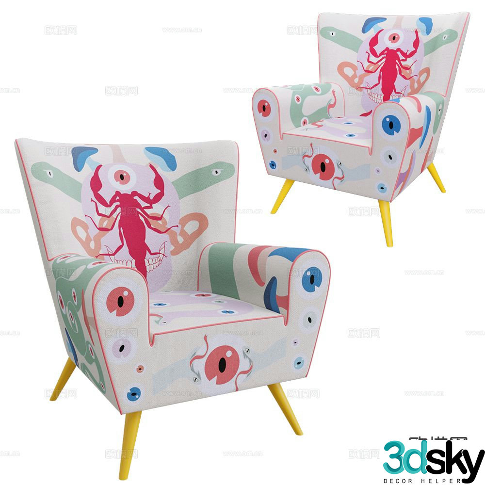Pop Label American Chair Dopamine Lounge Chair 3d model