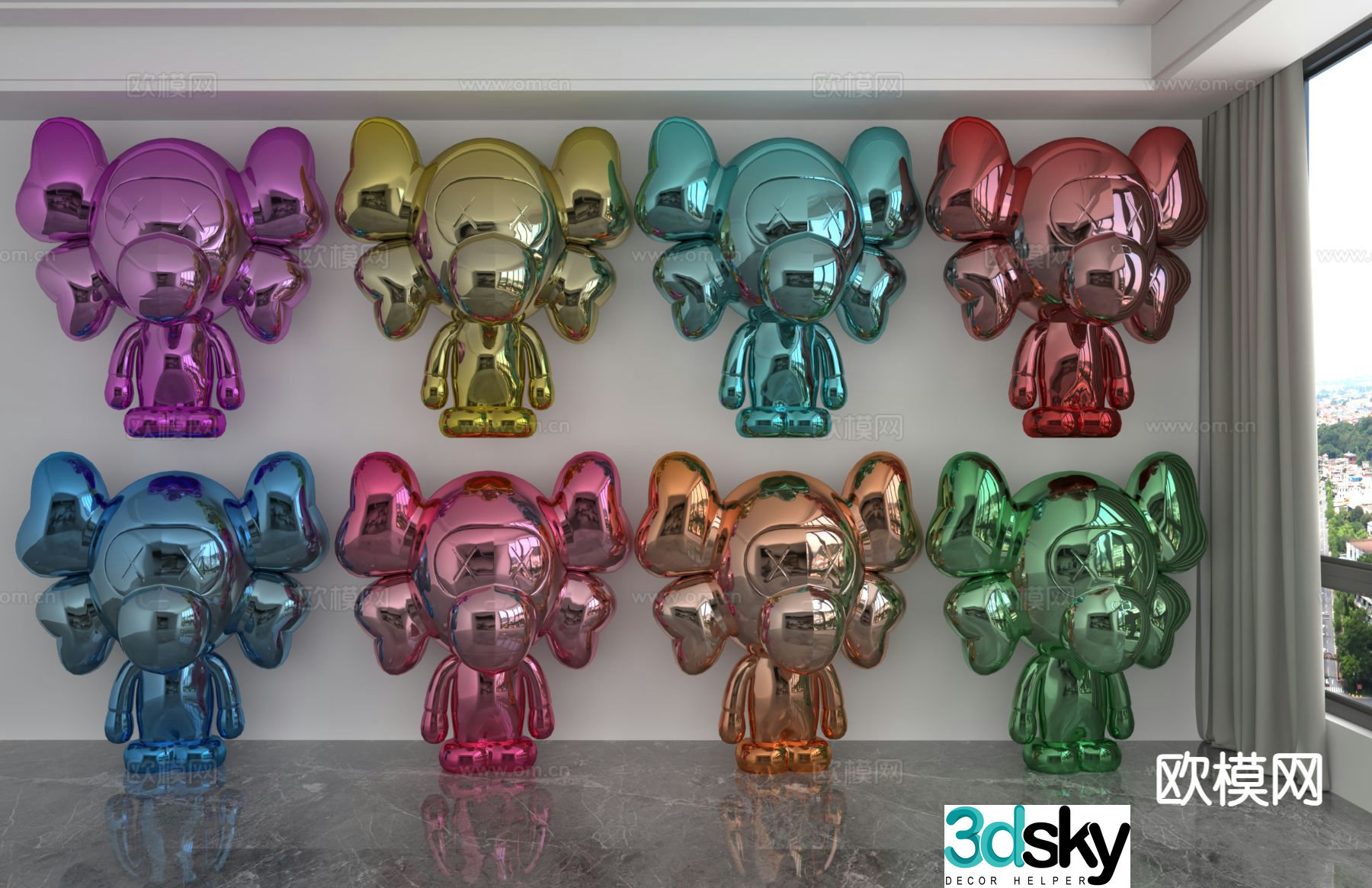 Modern color laser doll trendy toy ornament 3D model
