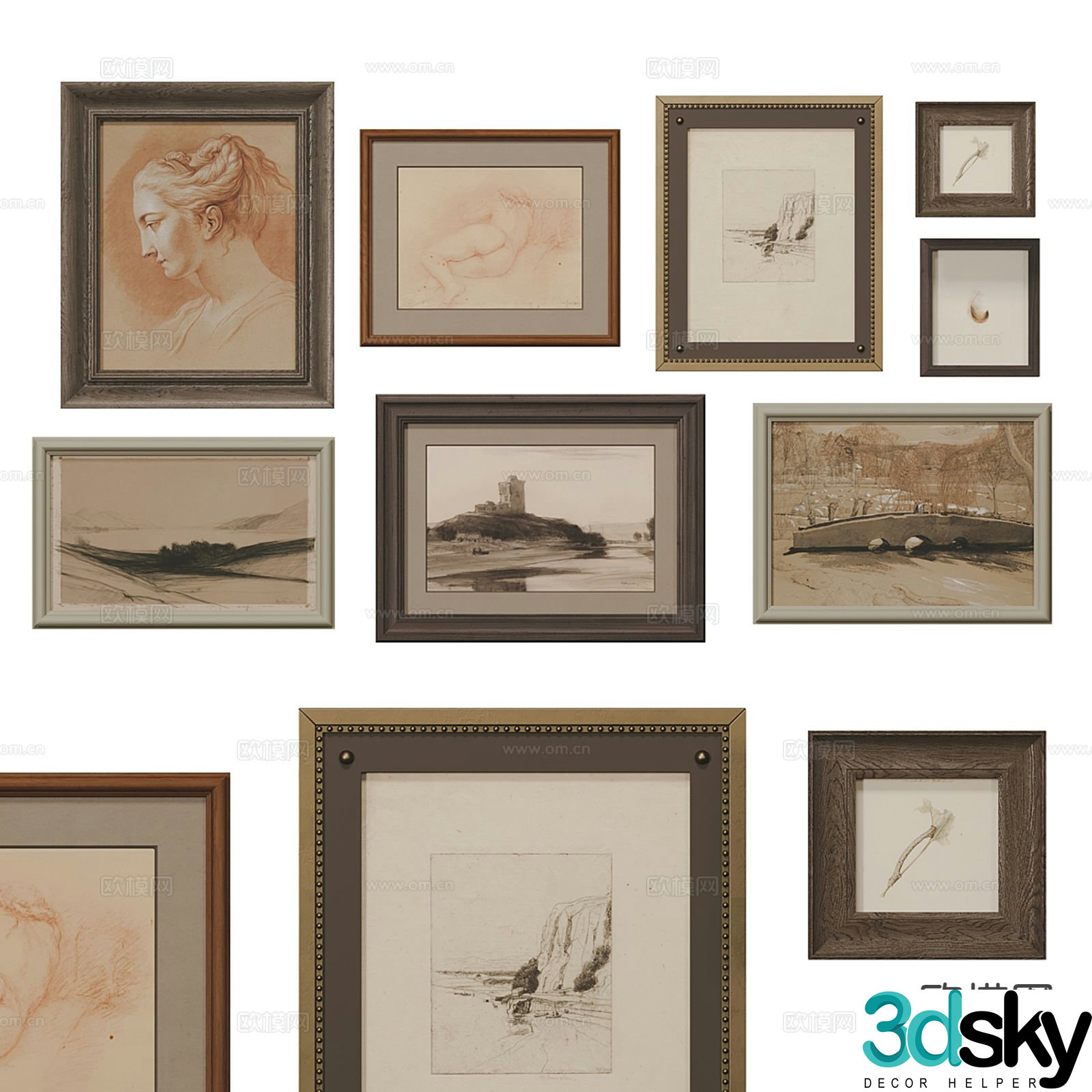 American oil painting landscape painting art hanging 3d model