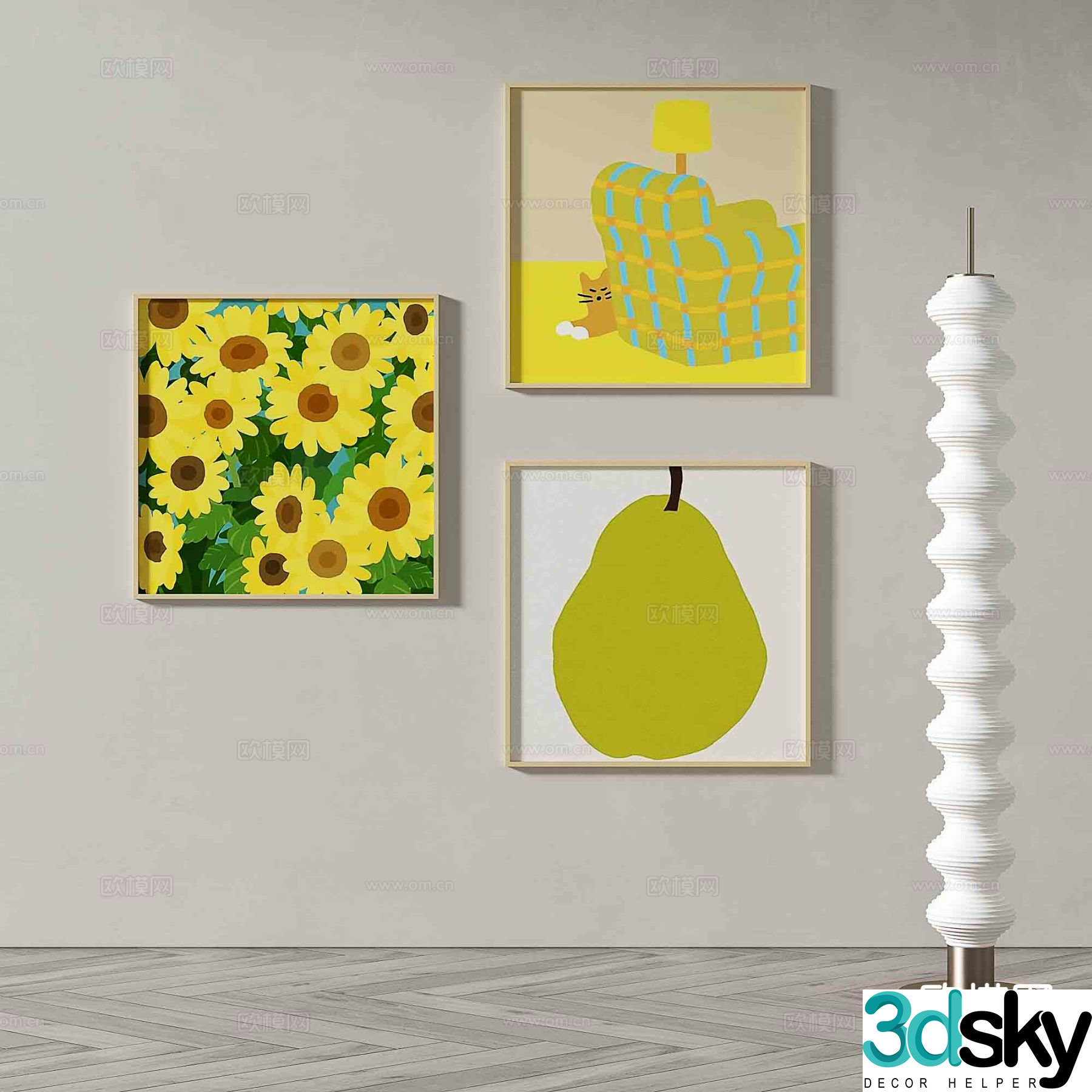 Modern art painting cartoon painting decorative painting 3d model