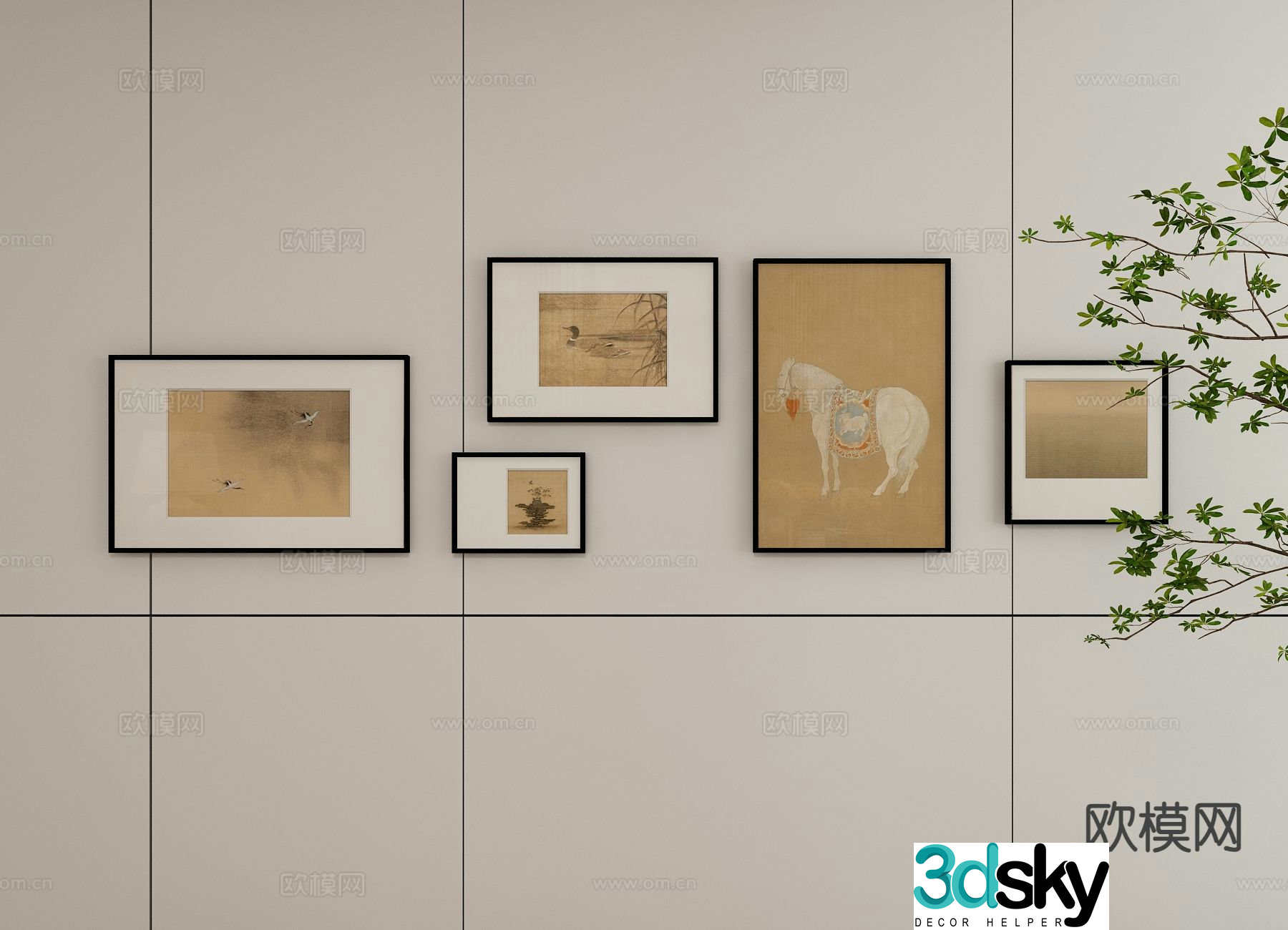 New Chinese style ink painting art painting decorative painting 3d model