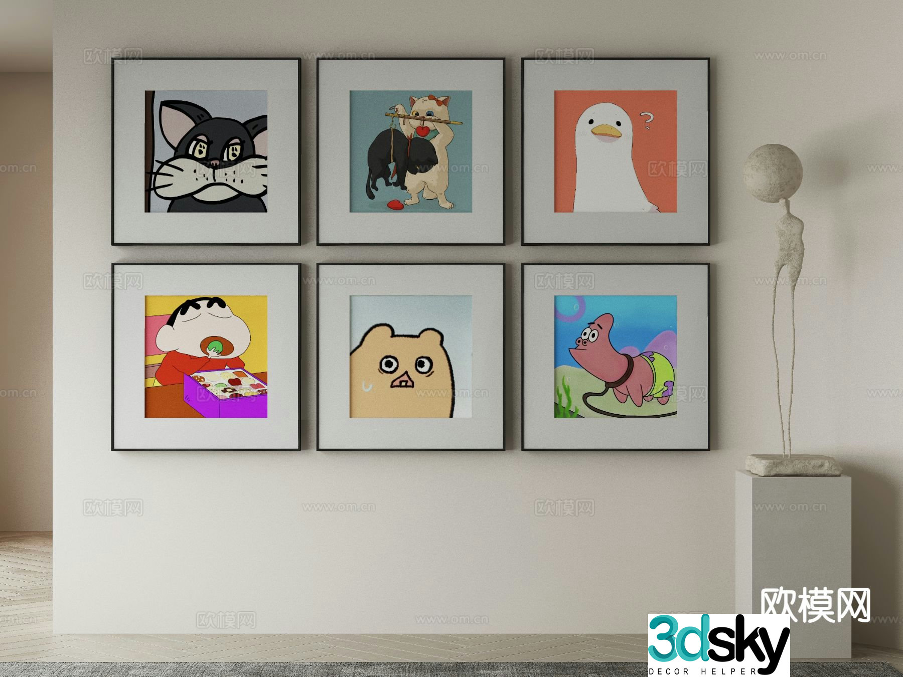 Modern cartoon painting children’s painting decorative painting 3d model