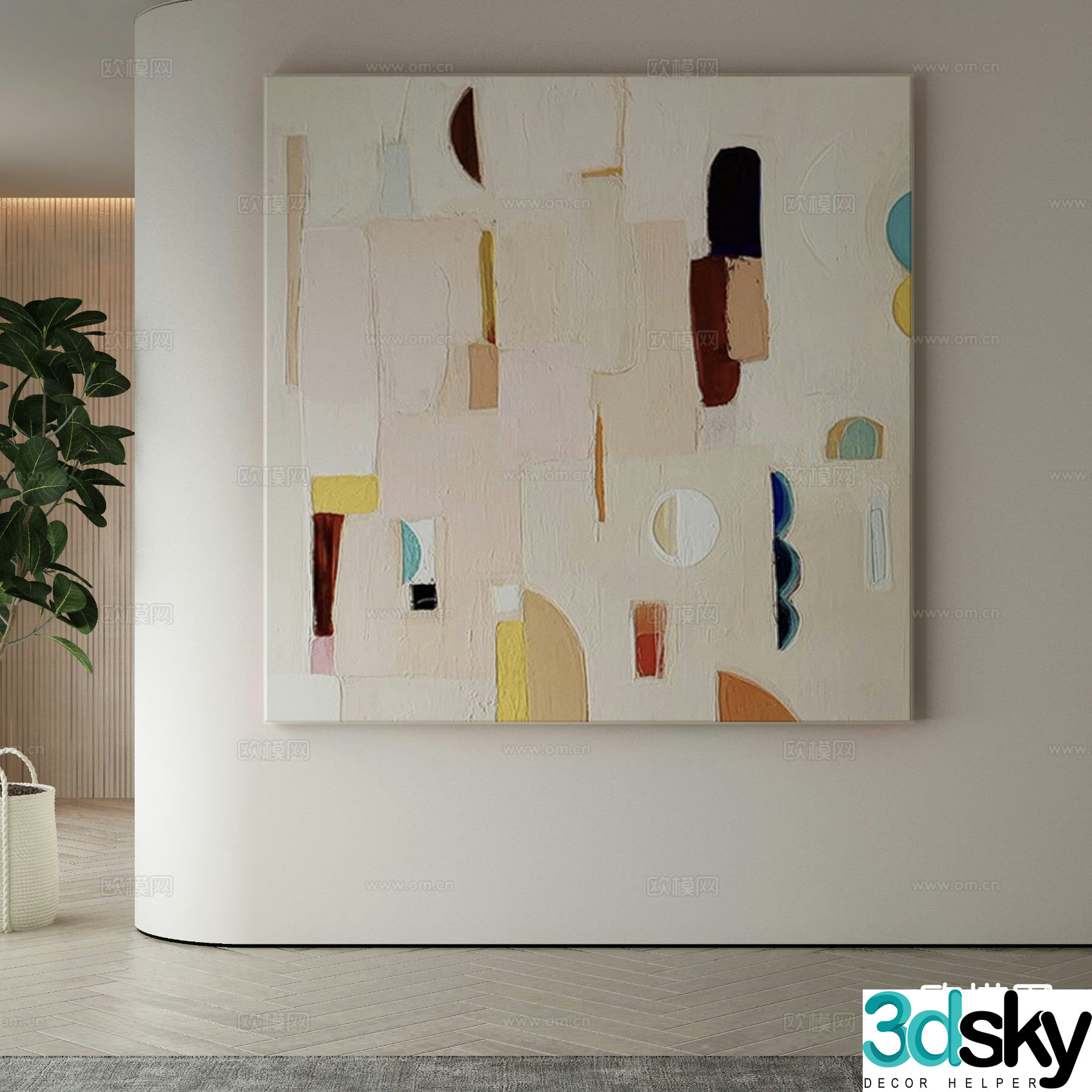 Modern art painting texture painting decorative painting 3d model