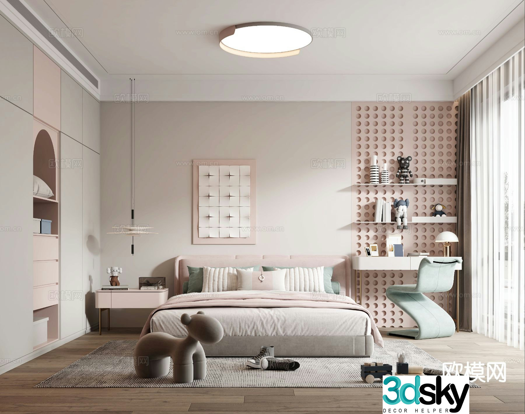 Modern children’s room kid’s room girl’s room 3d model