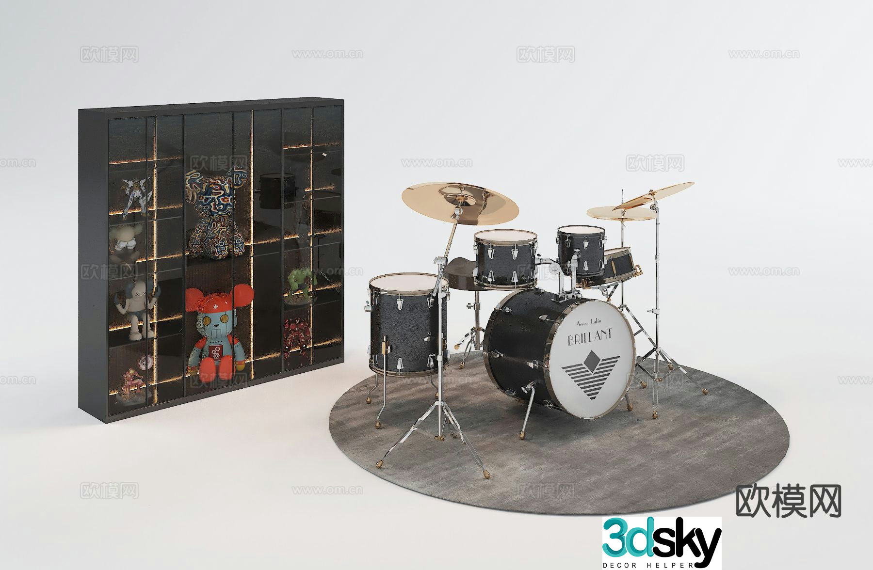 Modern drum set 3d model