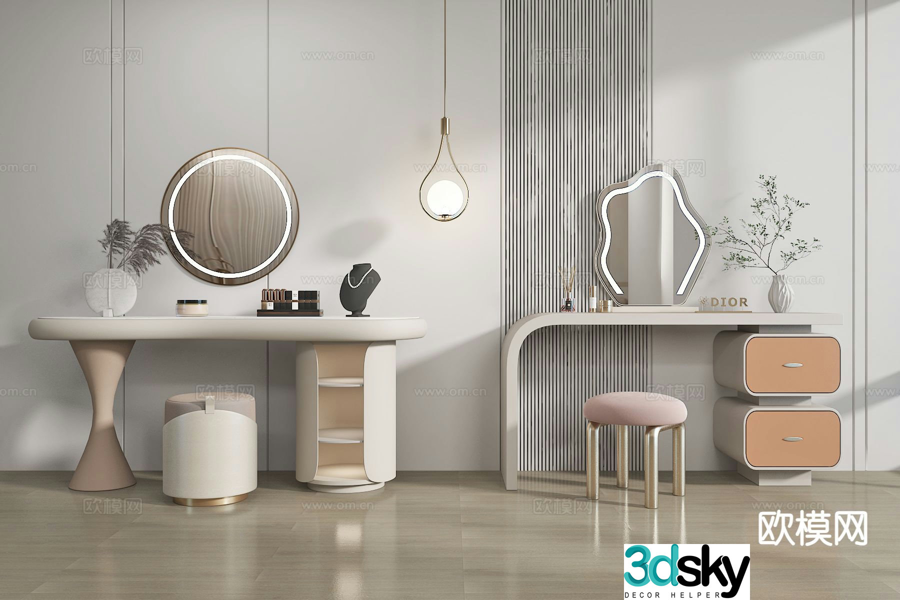 Cream style dresser 3d model