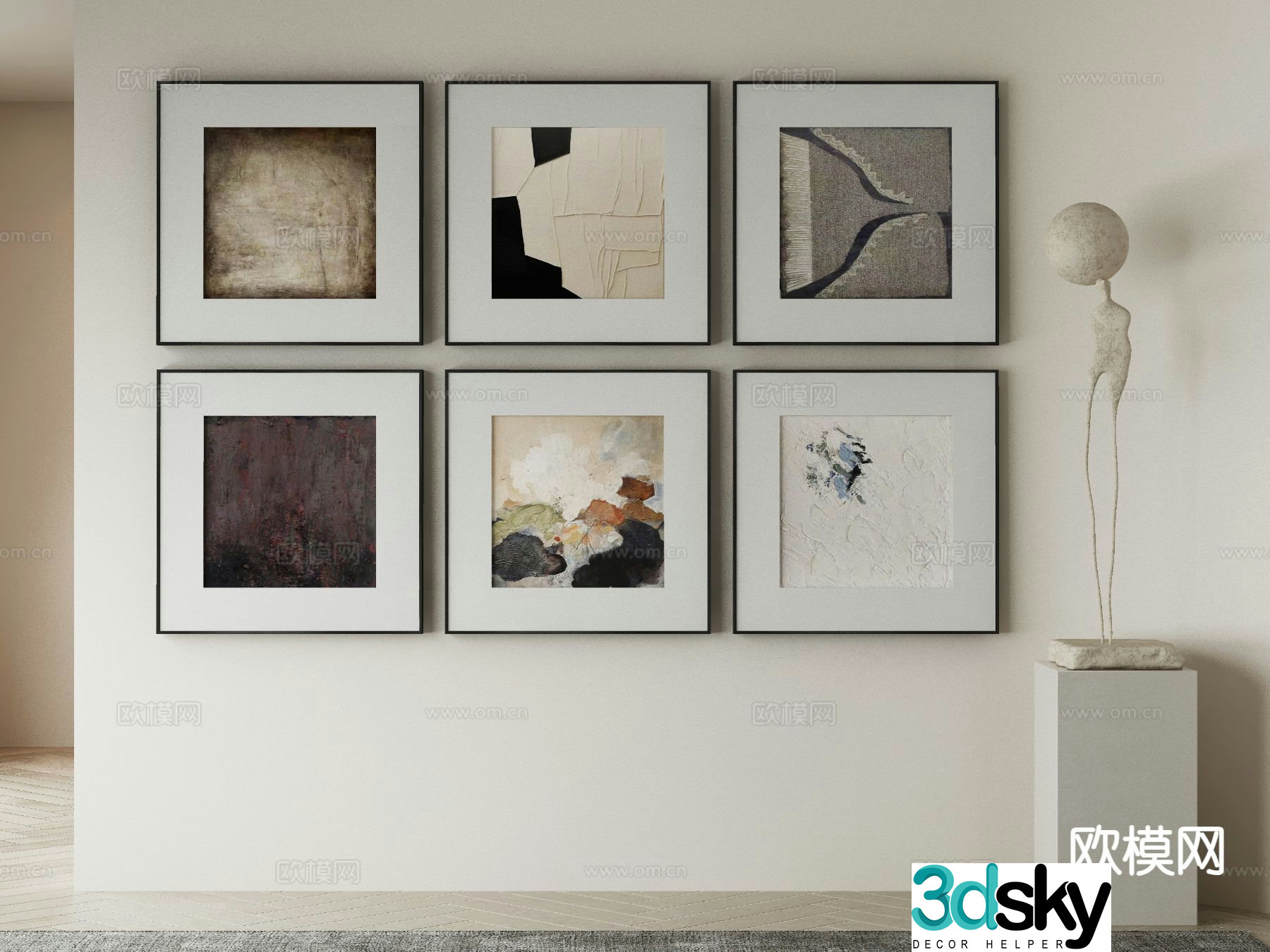Modern art painting texture painting decorative painting 3d model