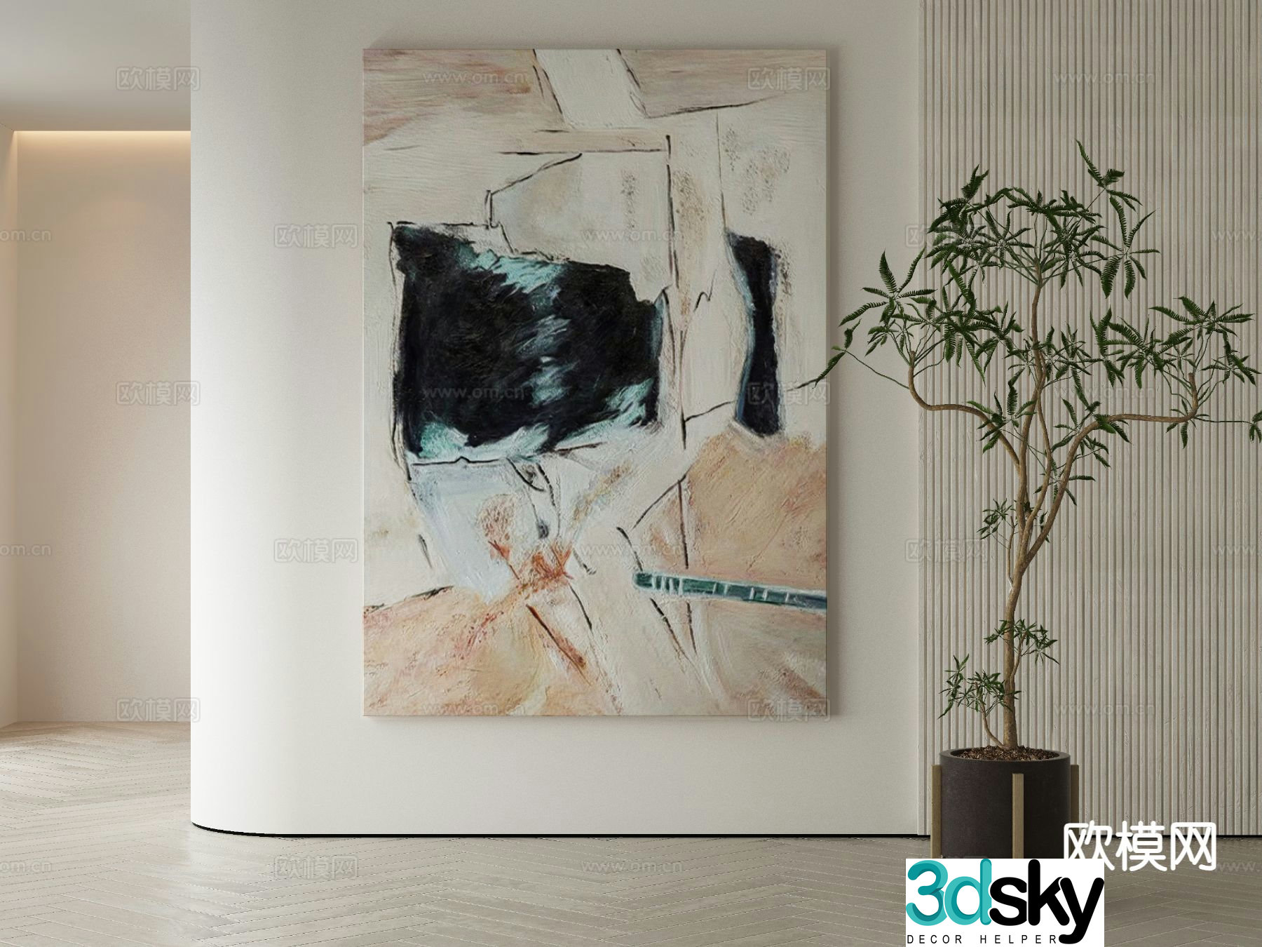 Modern decorative painting oil painting 3d model