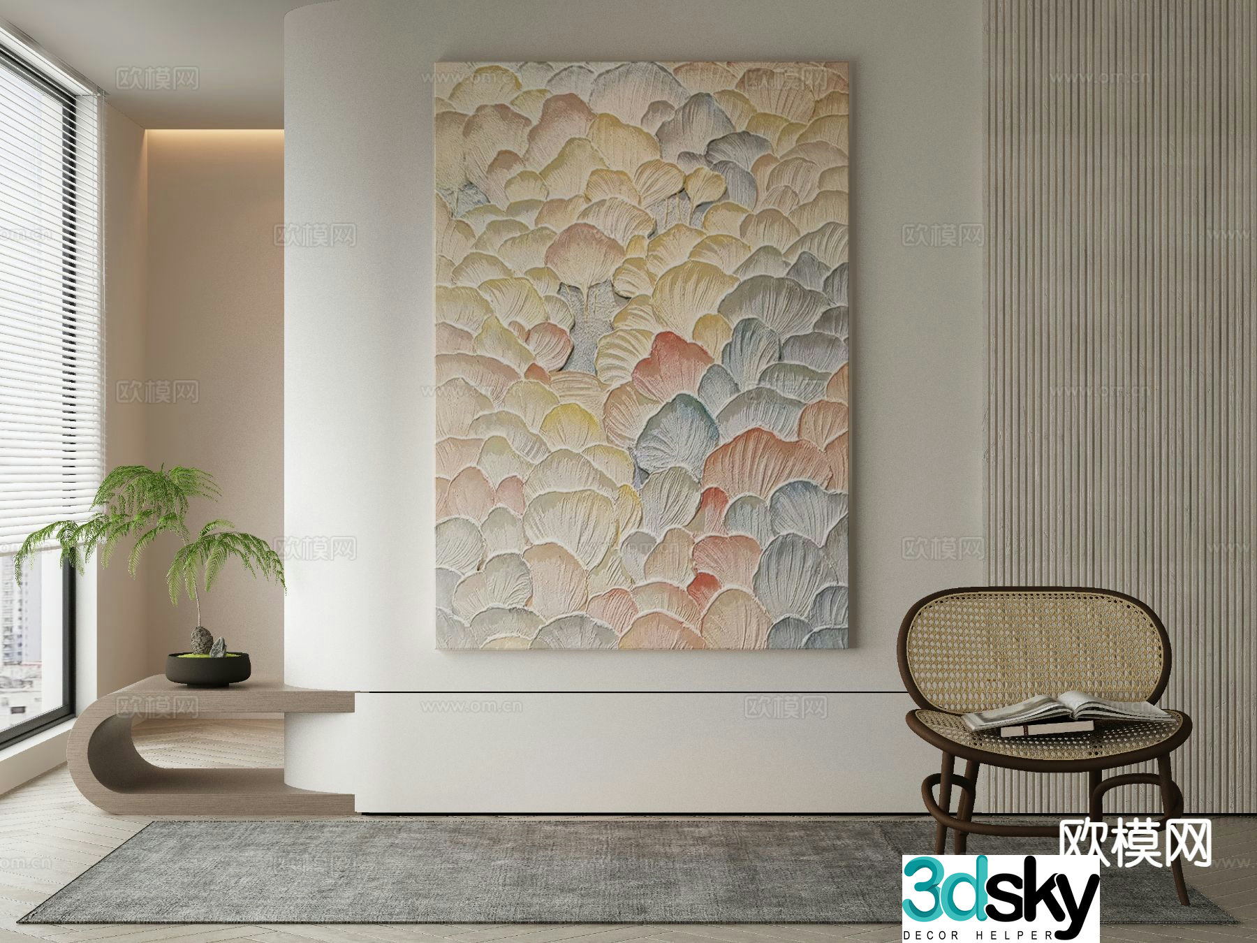 Modern art painting texture painting decorative painting 3d model