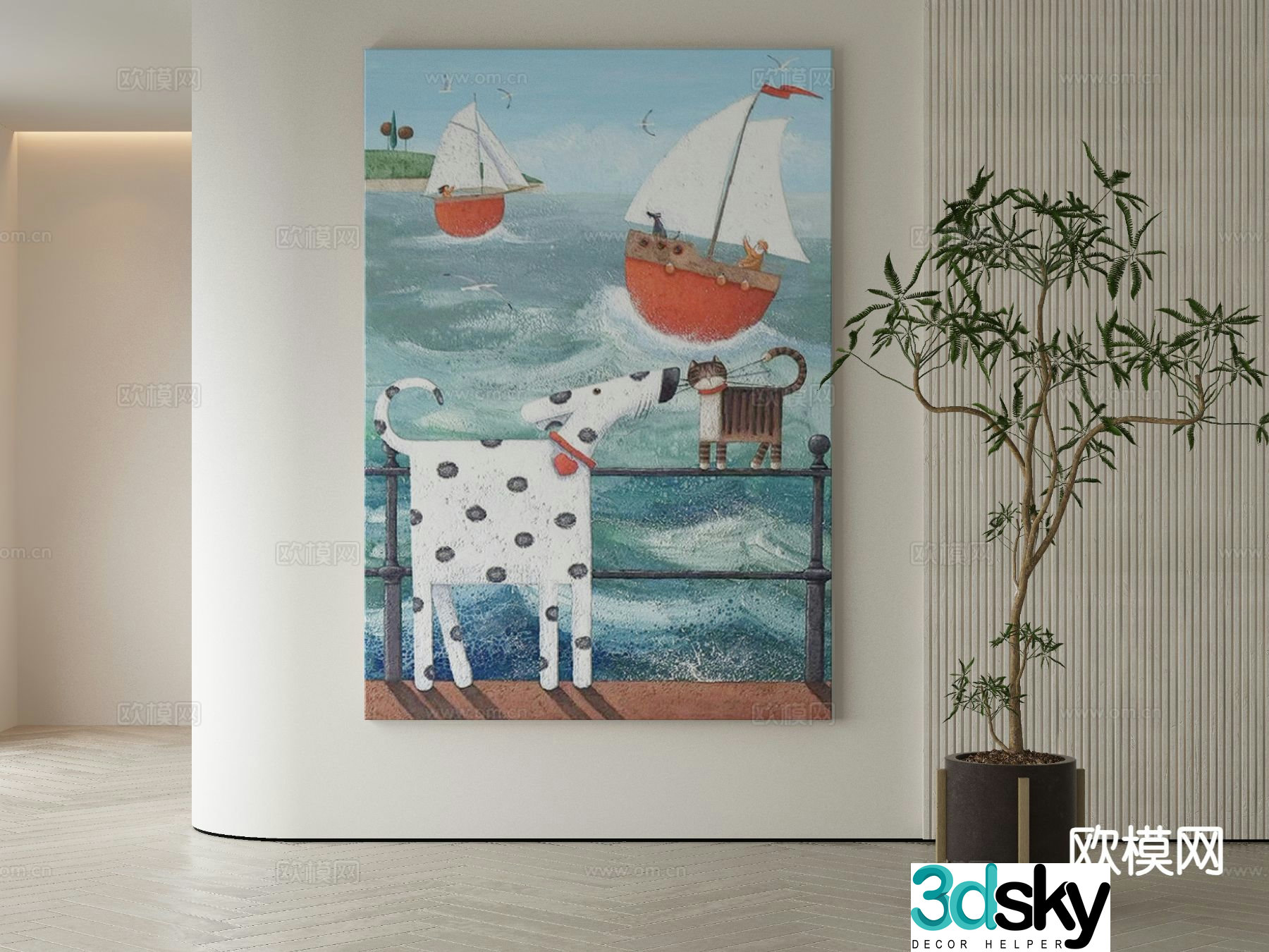 Modern art painting cartoon painting decorative painting 3d model