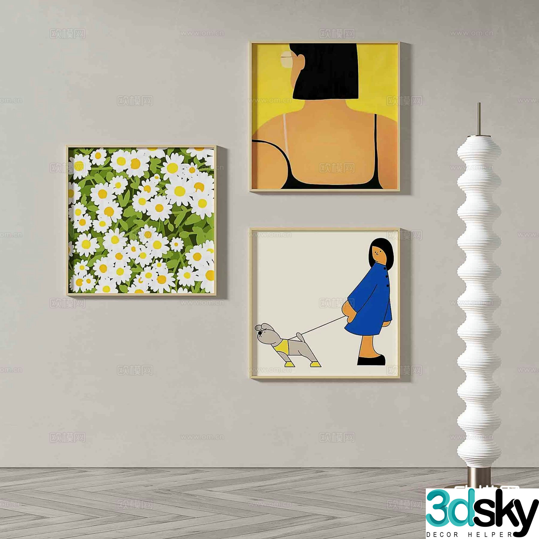 Modern art painting cartoon painting decorative painting 3d model