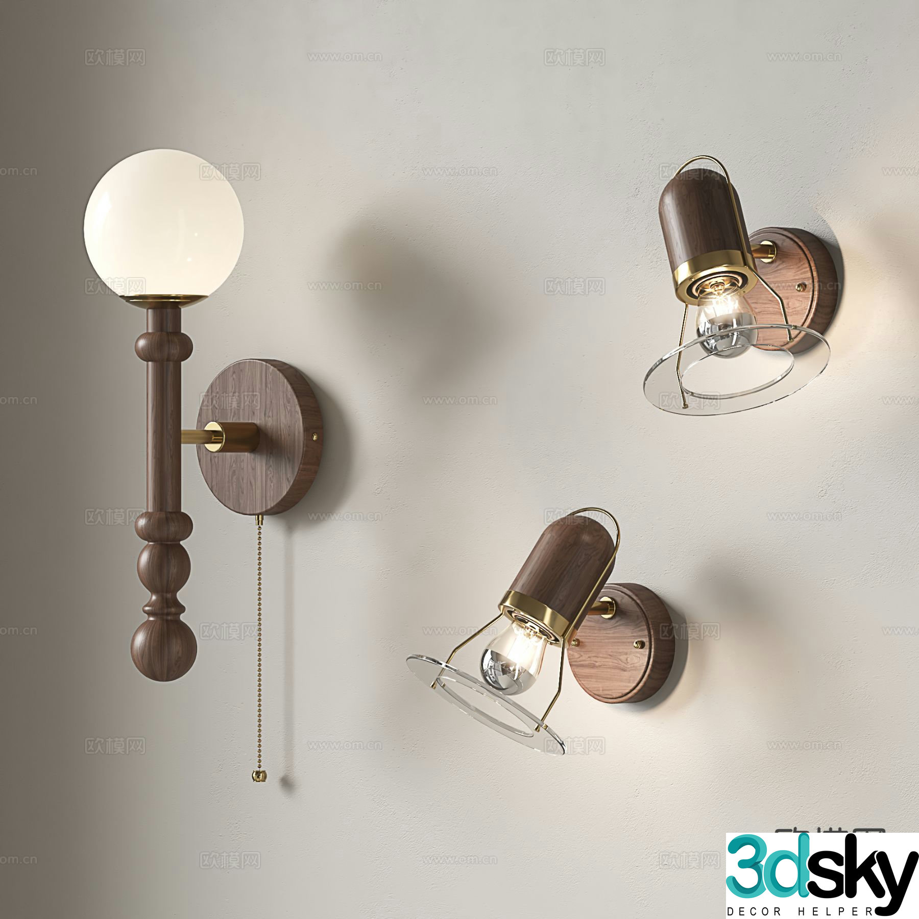 Medieval style wall lamp retro style wall lamp bedside wall lamp aisle wall lamp 3D model