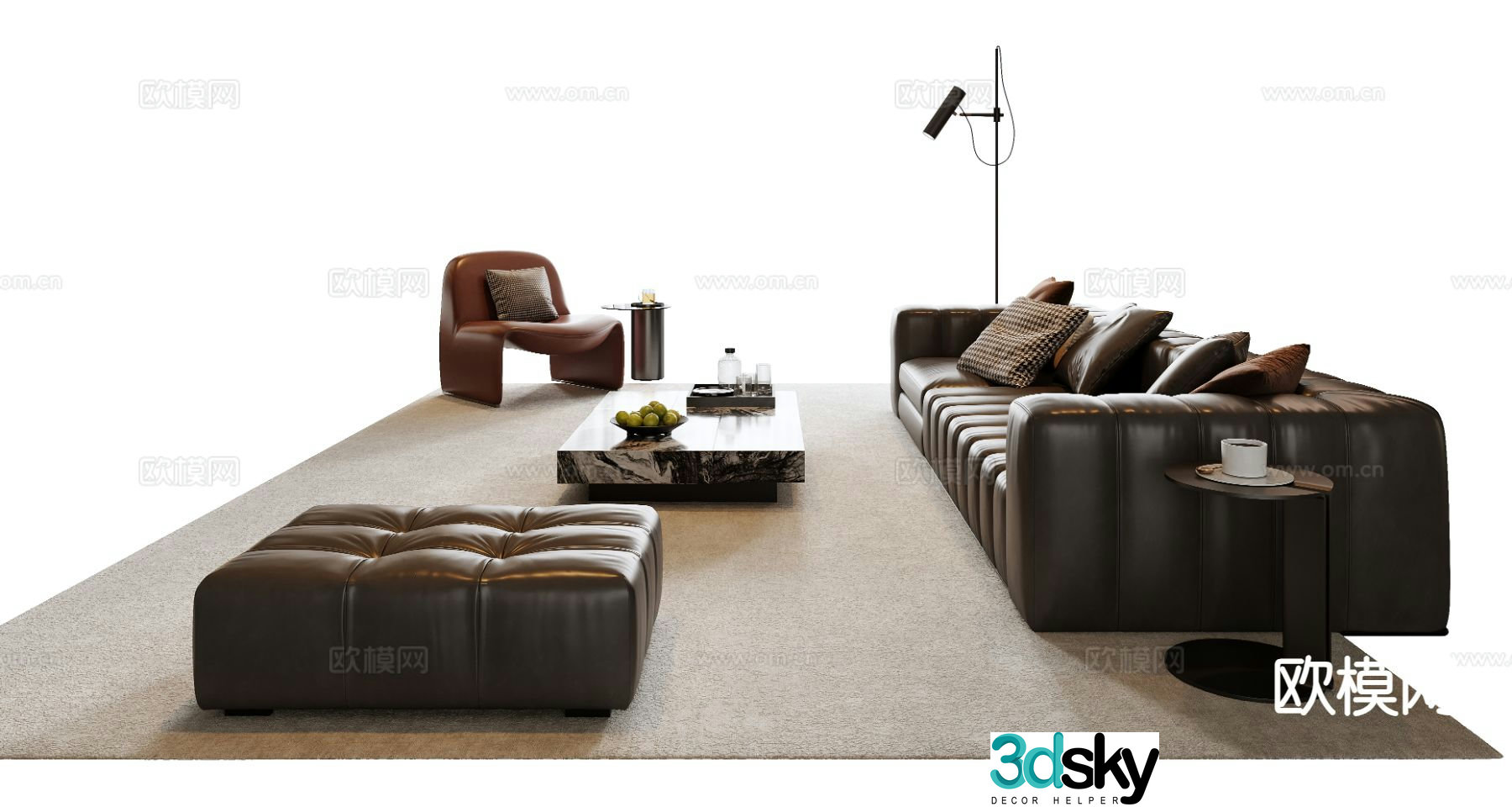 Italian sectional sofa 3d model