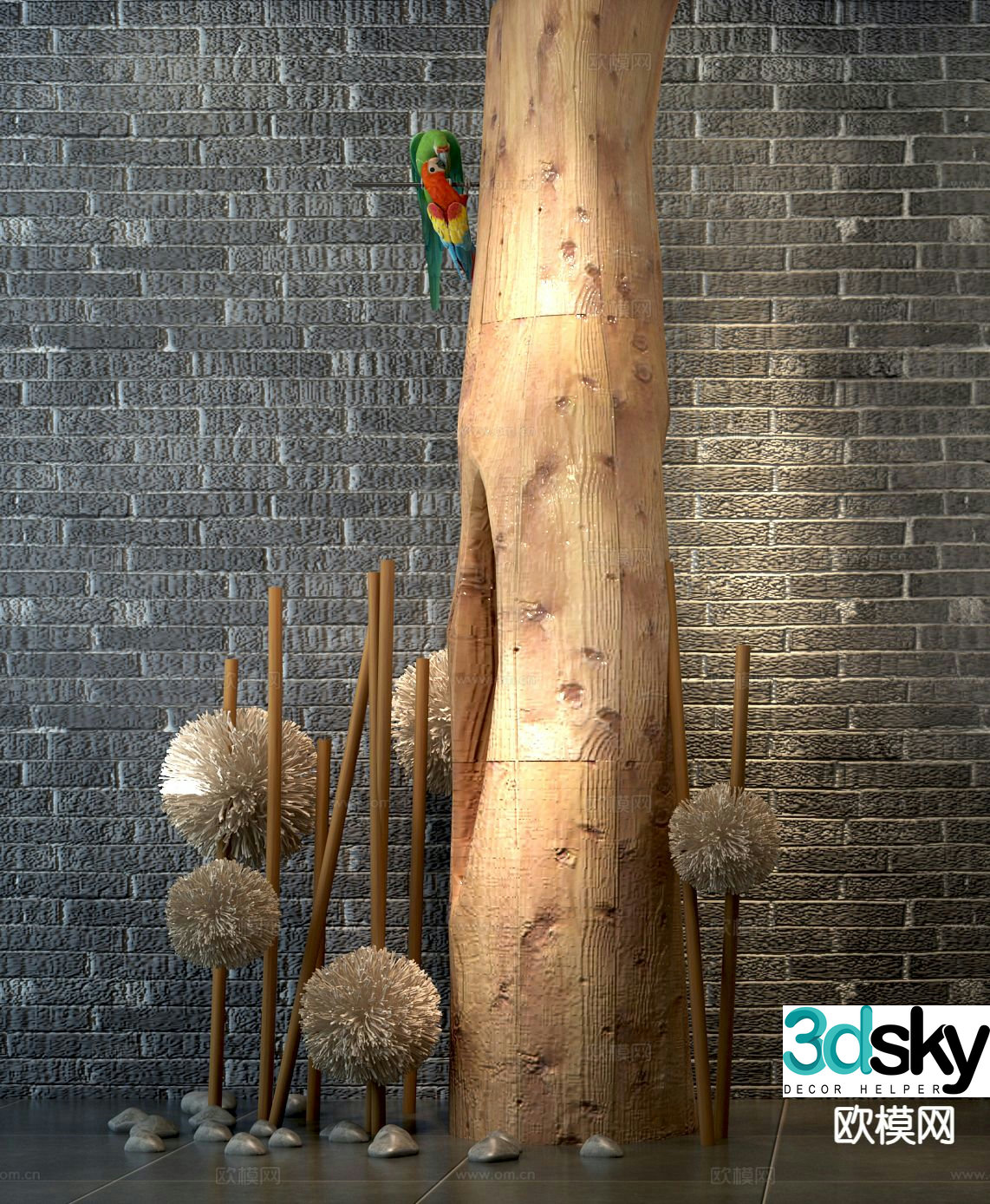 Tree stump sketch solid wood landscape sketch 3d model