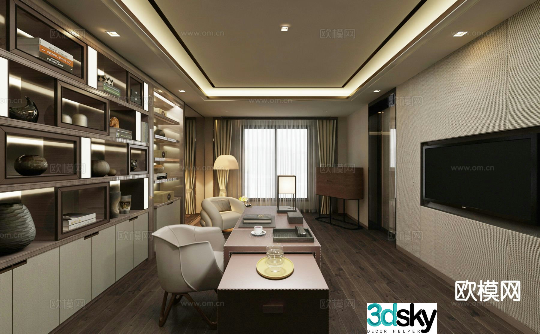 New Chinese style study 3D model