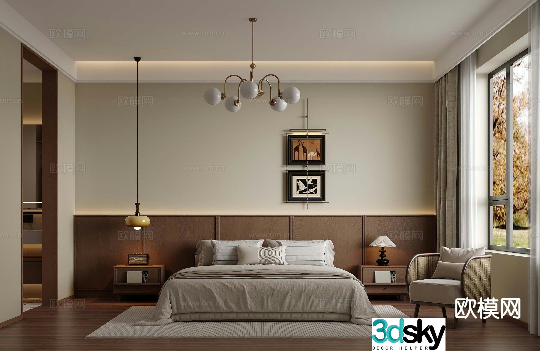 Medieval style bedroom master bedroom 3d model