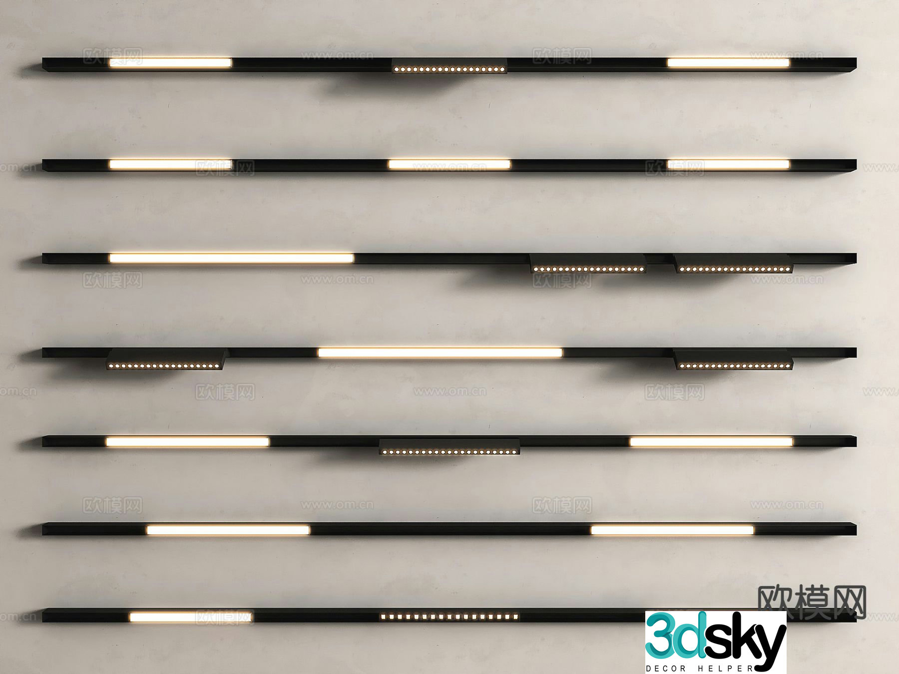 Modern magnetic light track light downlight spotlight linear light 3d model