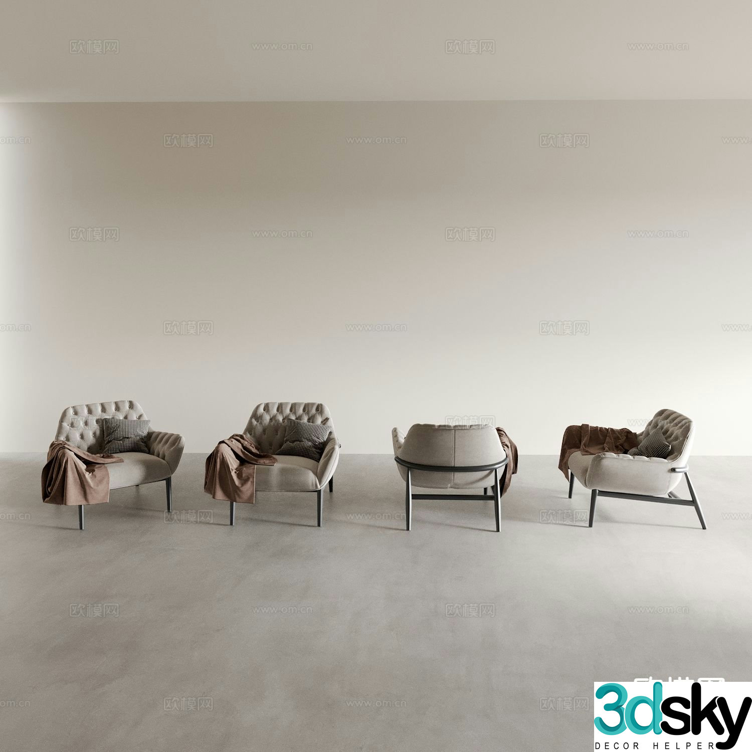 Italian dining chair tea chair leisure chair coffee chair sofa chair back chair 3D model