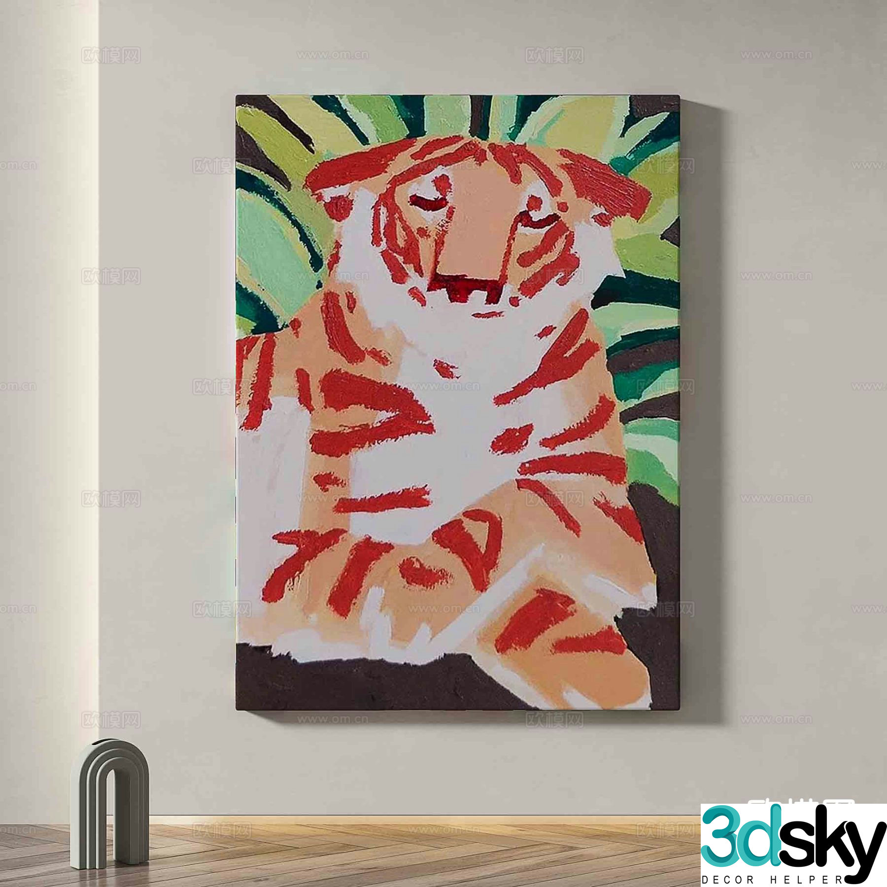 Animal hanging painting tiger painting decorative painting 3d model