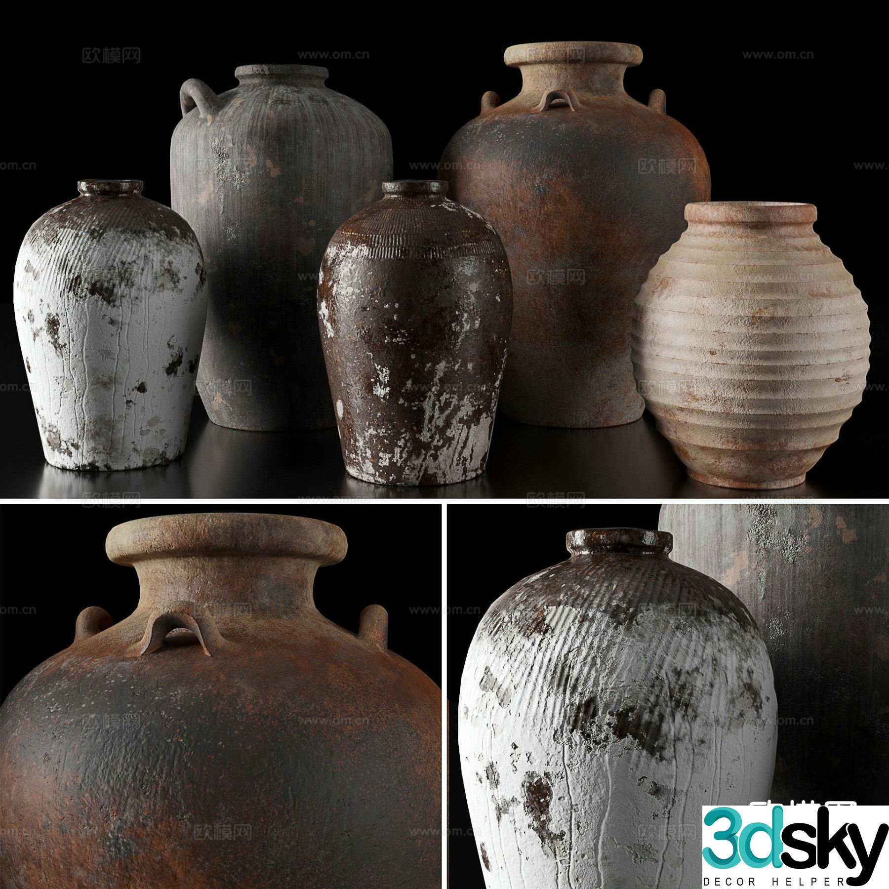 Wabi-sabi pottery pot earthen pot earthen pot 3d model