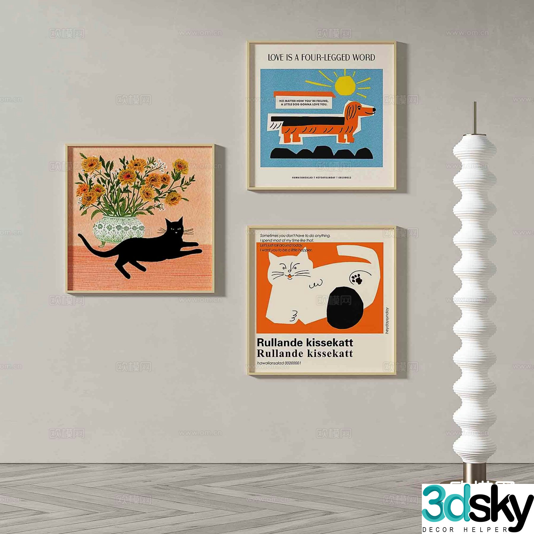 Modern art painting cartoon painting decorative painting 3d model