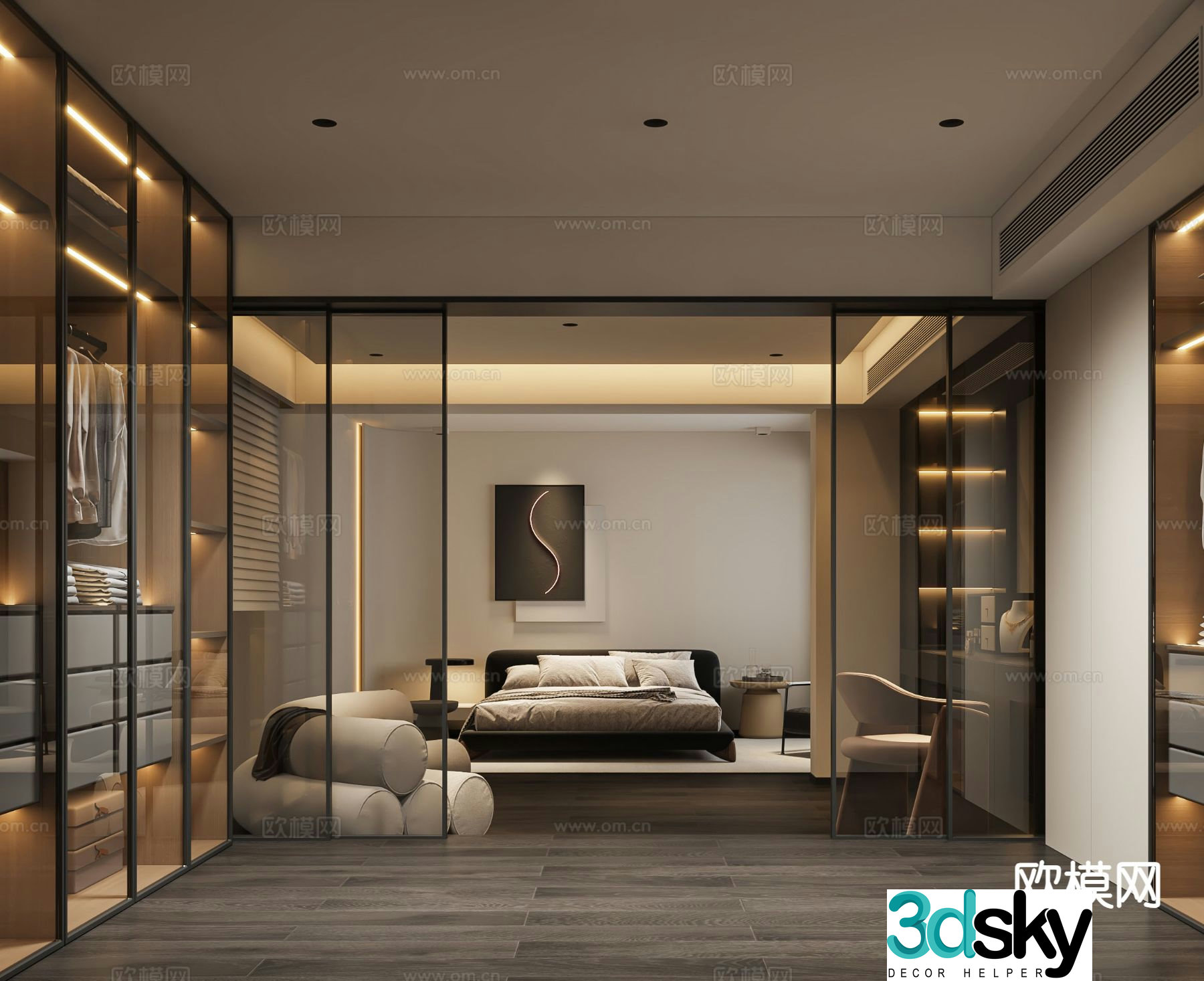 Italian master bedroom bedroom audio-visual room dressing room 3d model