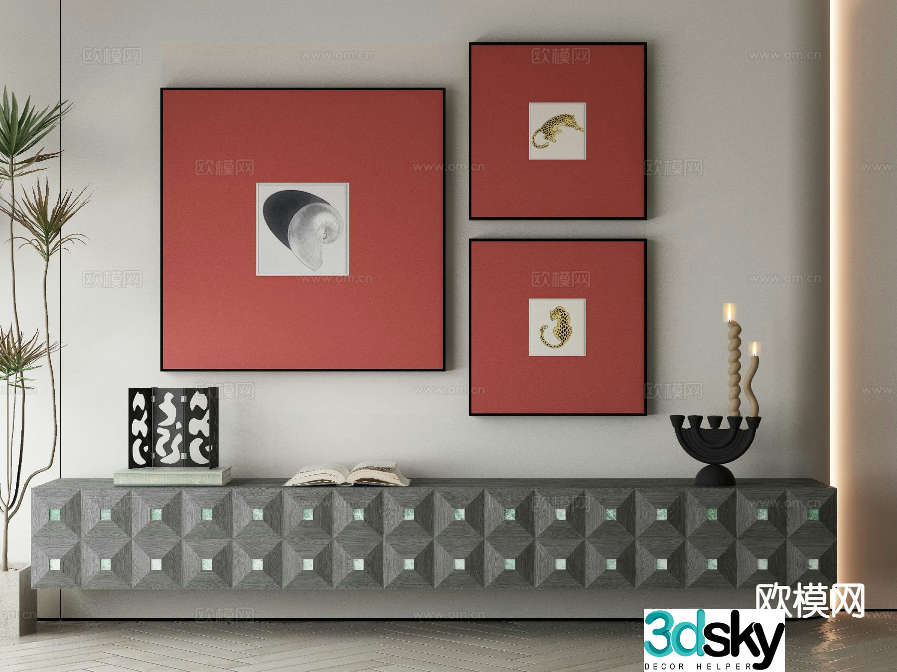Modern art painting texture painting decorative painting 3d model
