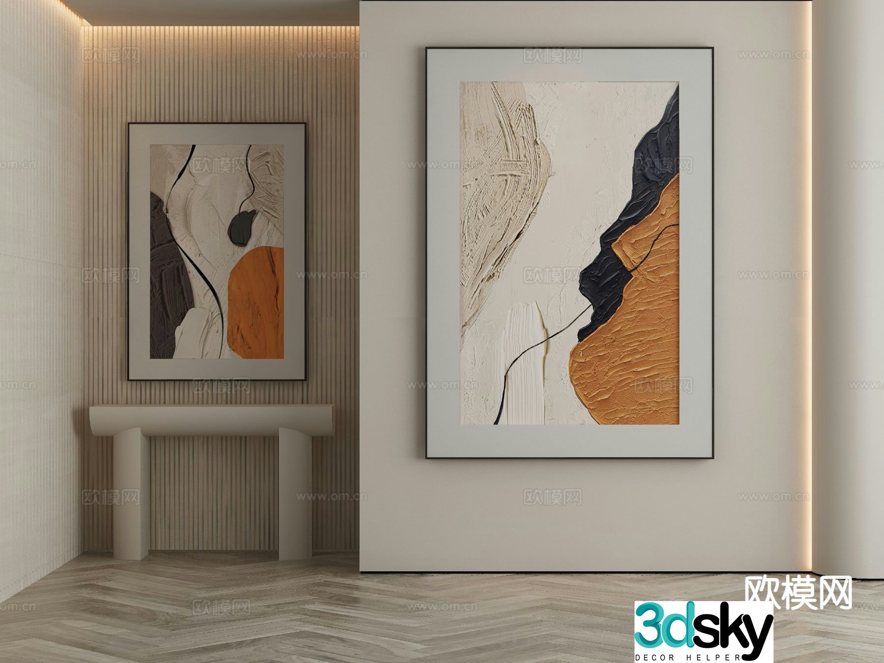 Modern decorative painting hanging painting abstract painting 3d model