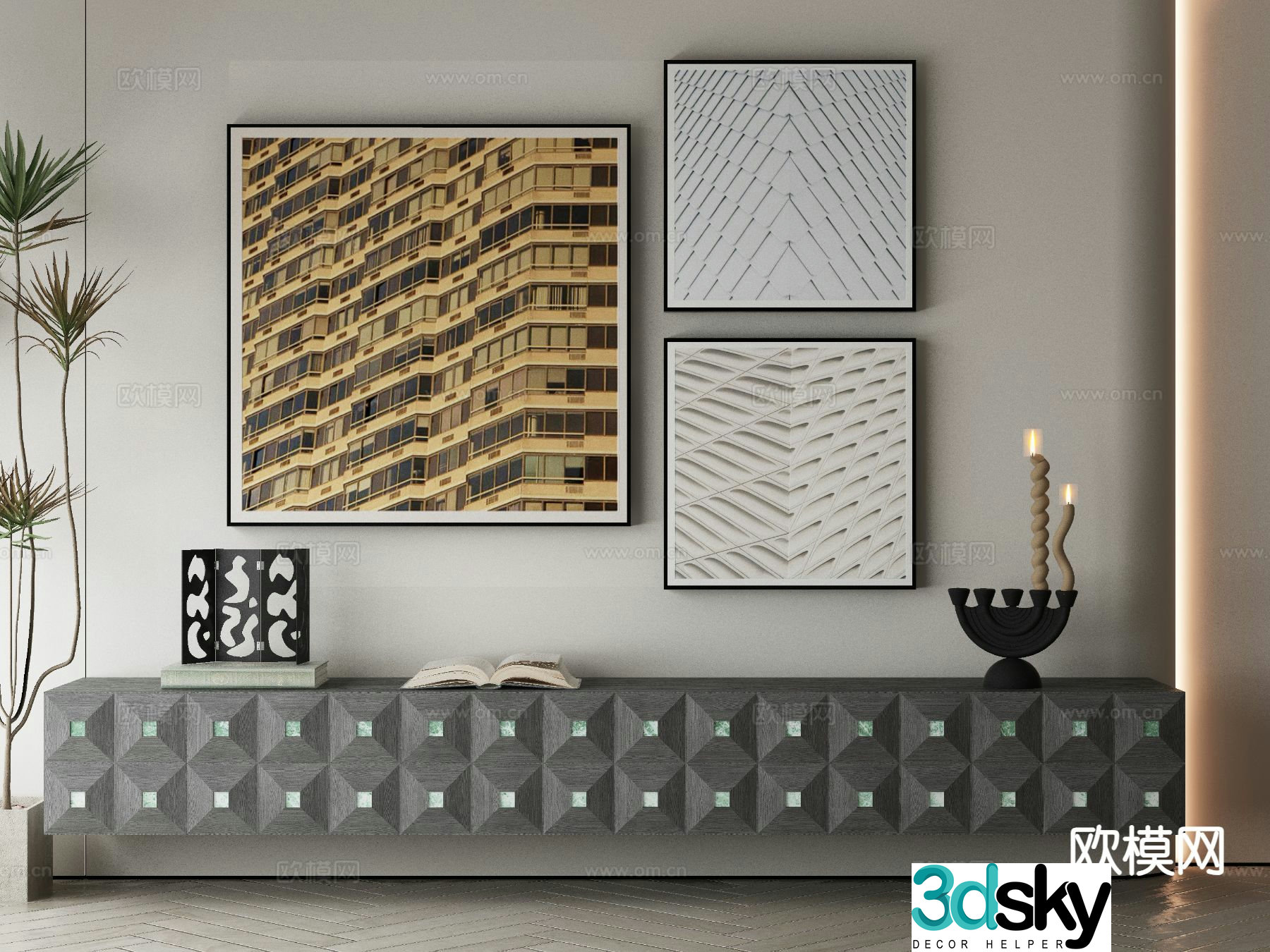 Modern art painting texture painting decorative painting 3d model