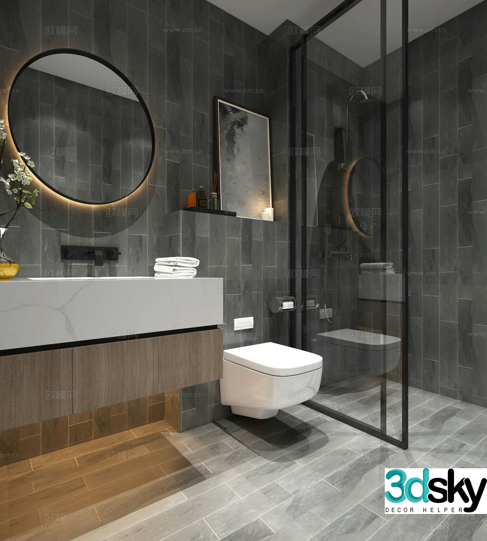 Modern bathroom bathroom toilet 3d model