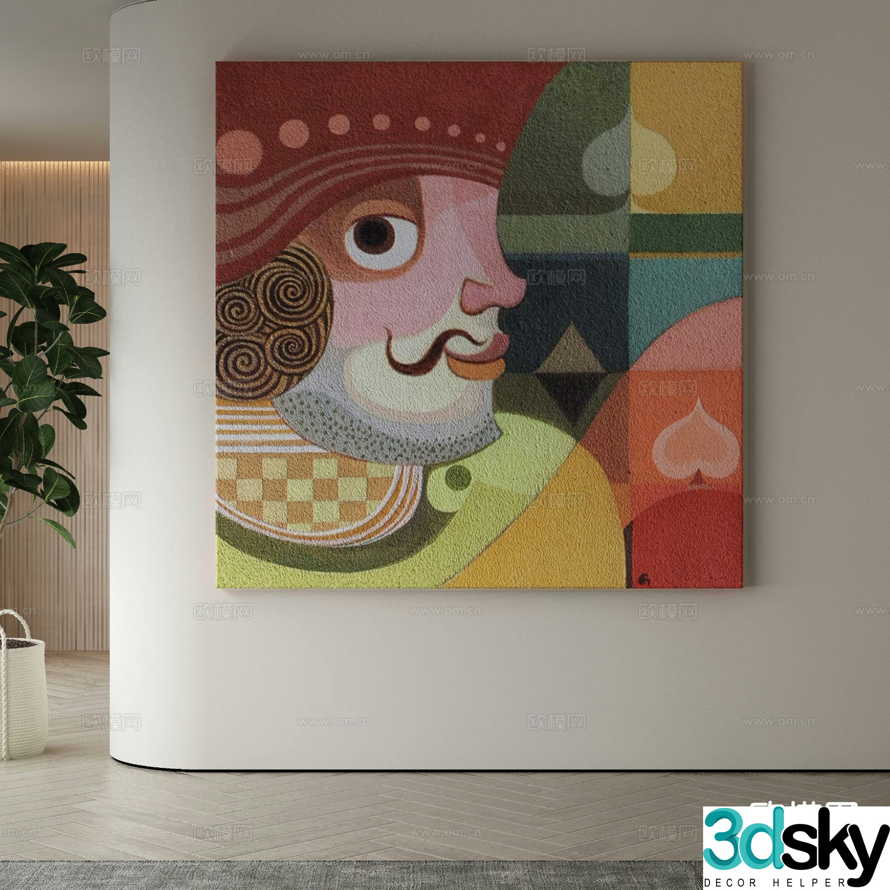 Modern decorative painting king hanging painting oil painting 3d model