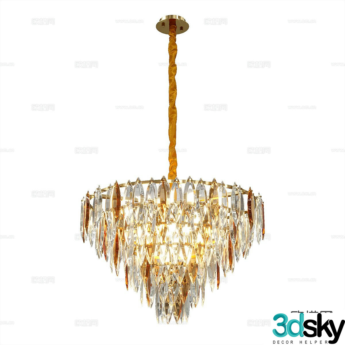 Light luxury crystal chandelier 3d model