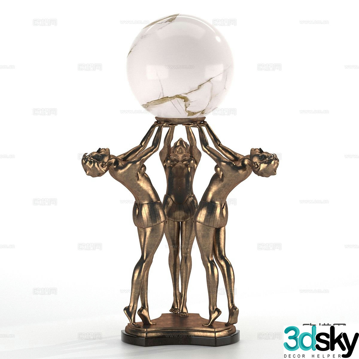 Modern girl sculpture art ornament 3d model