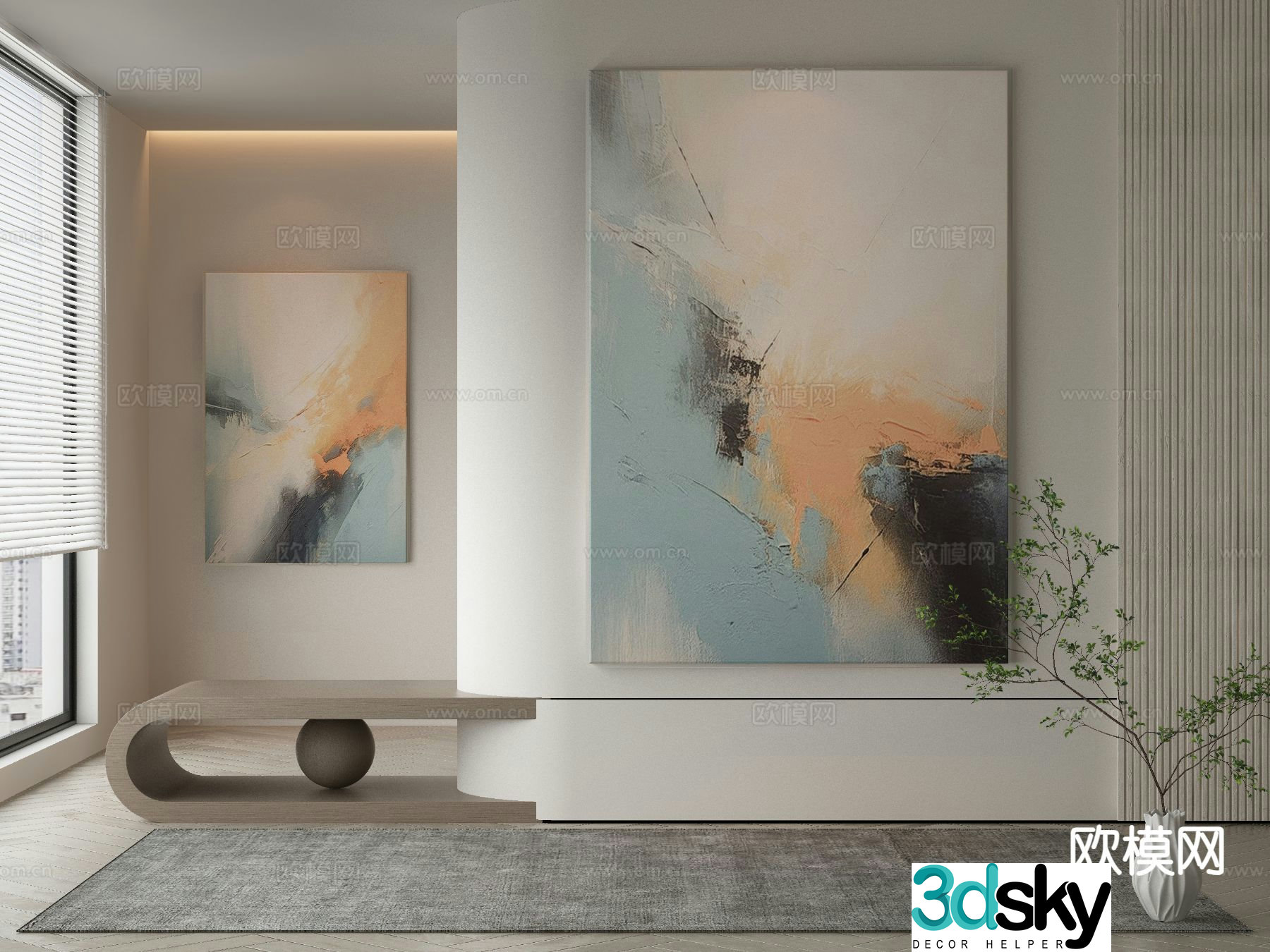 Modern art painting texture painting decorative painting 3d model