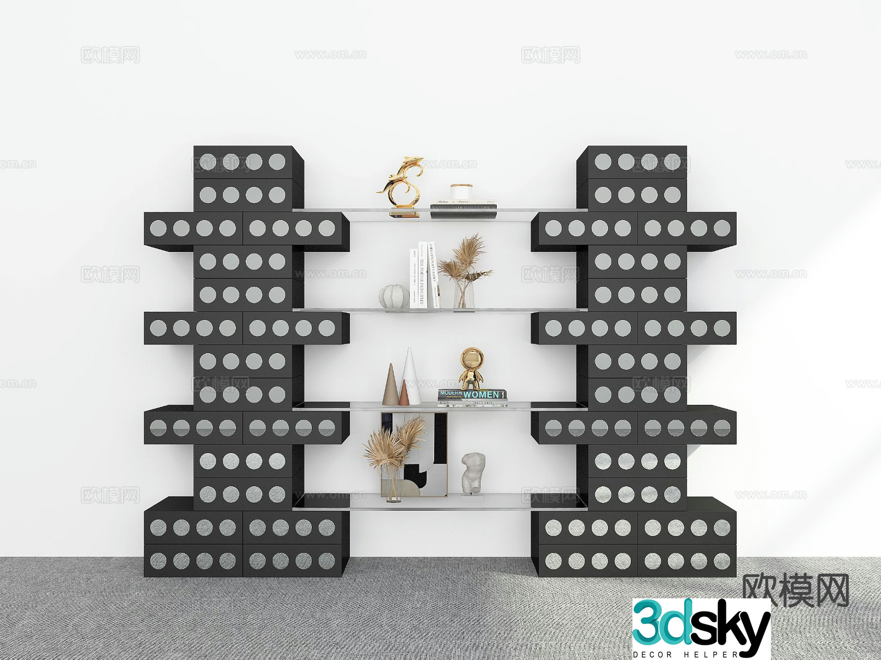 Modern storage shelf bookshelf 3d model