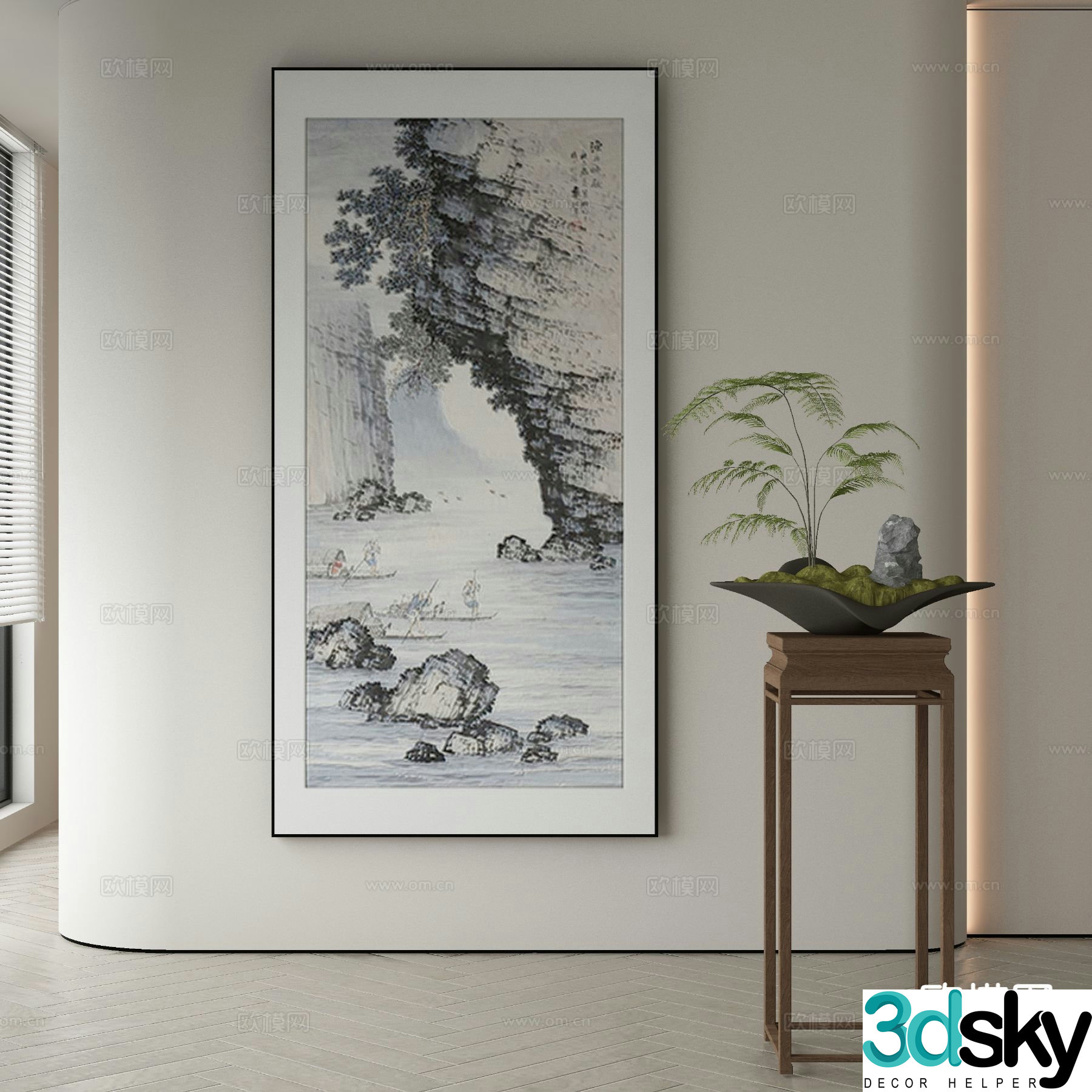 New Chinese style decorative painting ink painting 3D model