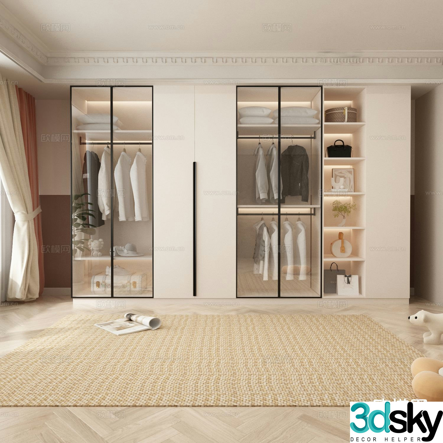 Cream style wardrobe wardrobe 3d model