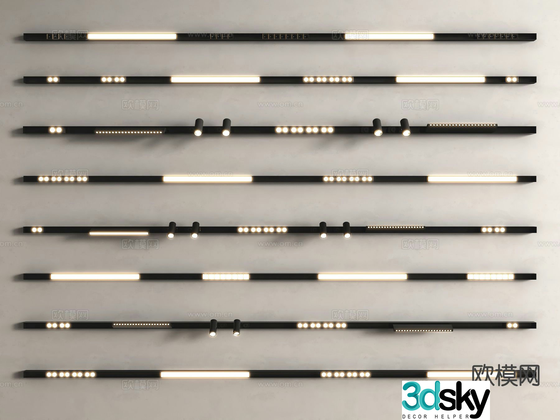 Modern magnetic light track light downlight spotlight linear light 3d model