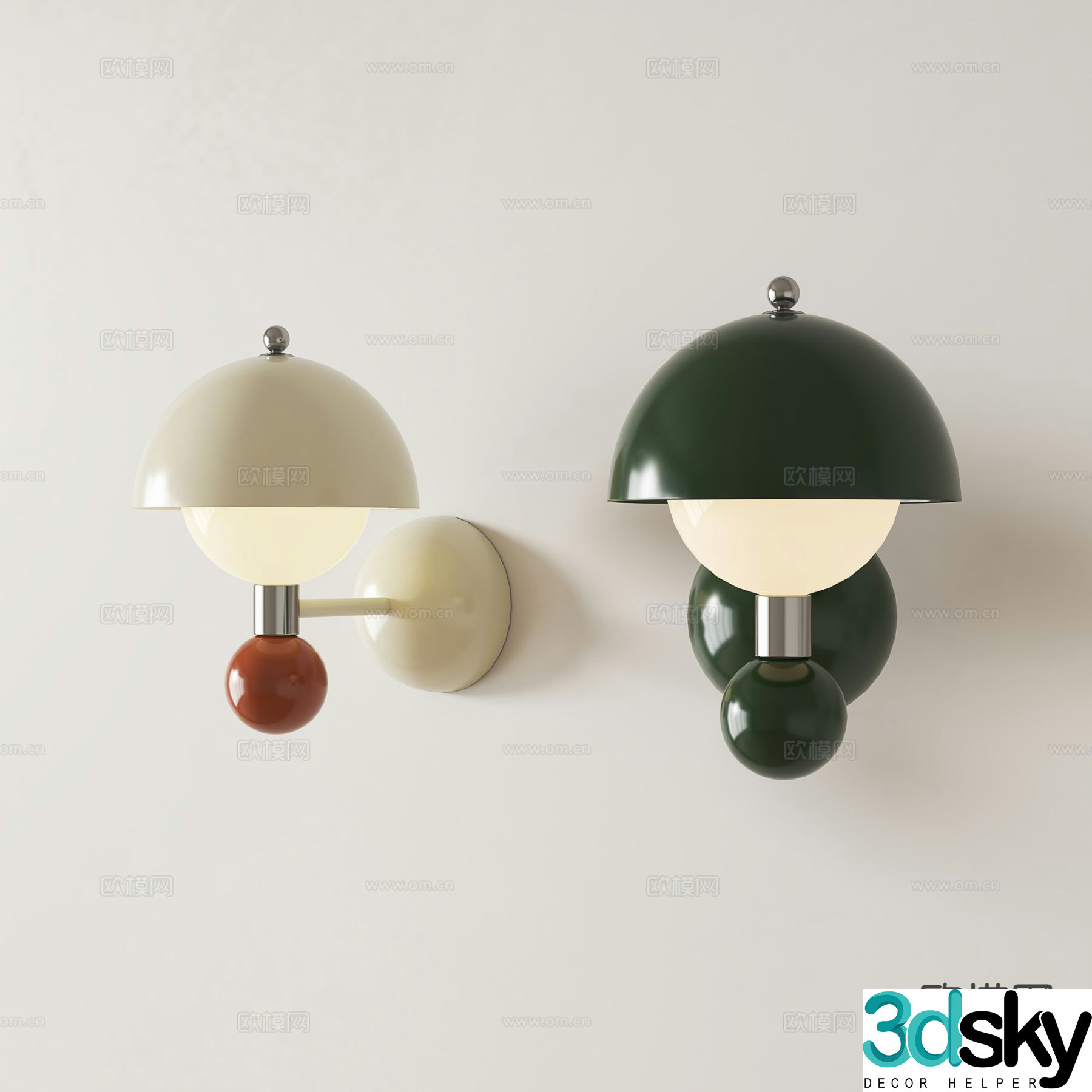 Cream style wall lamp mushroom wall lamp 3d model