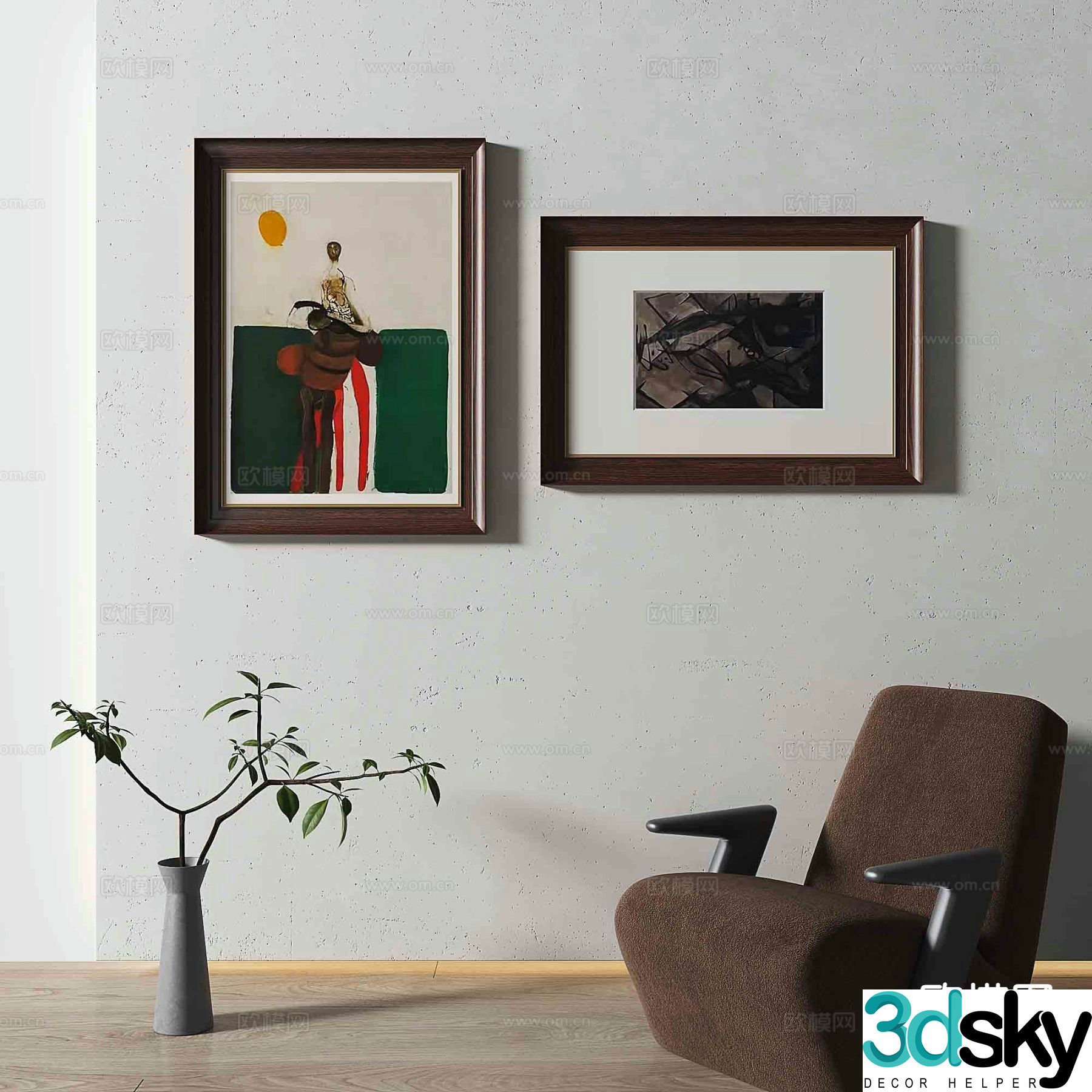 Medieval style abstract painting oil painting decorative painting 3D model