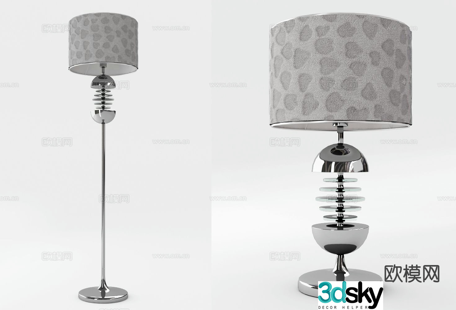 European floor lamp ice flower velvet table lamp 3d model