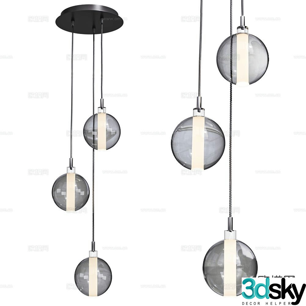 Cangini Tucci glass chandelier 3d model