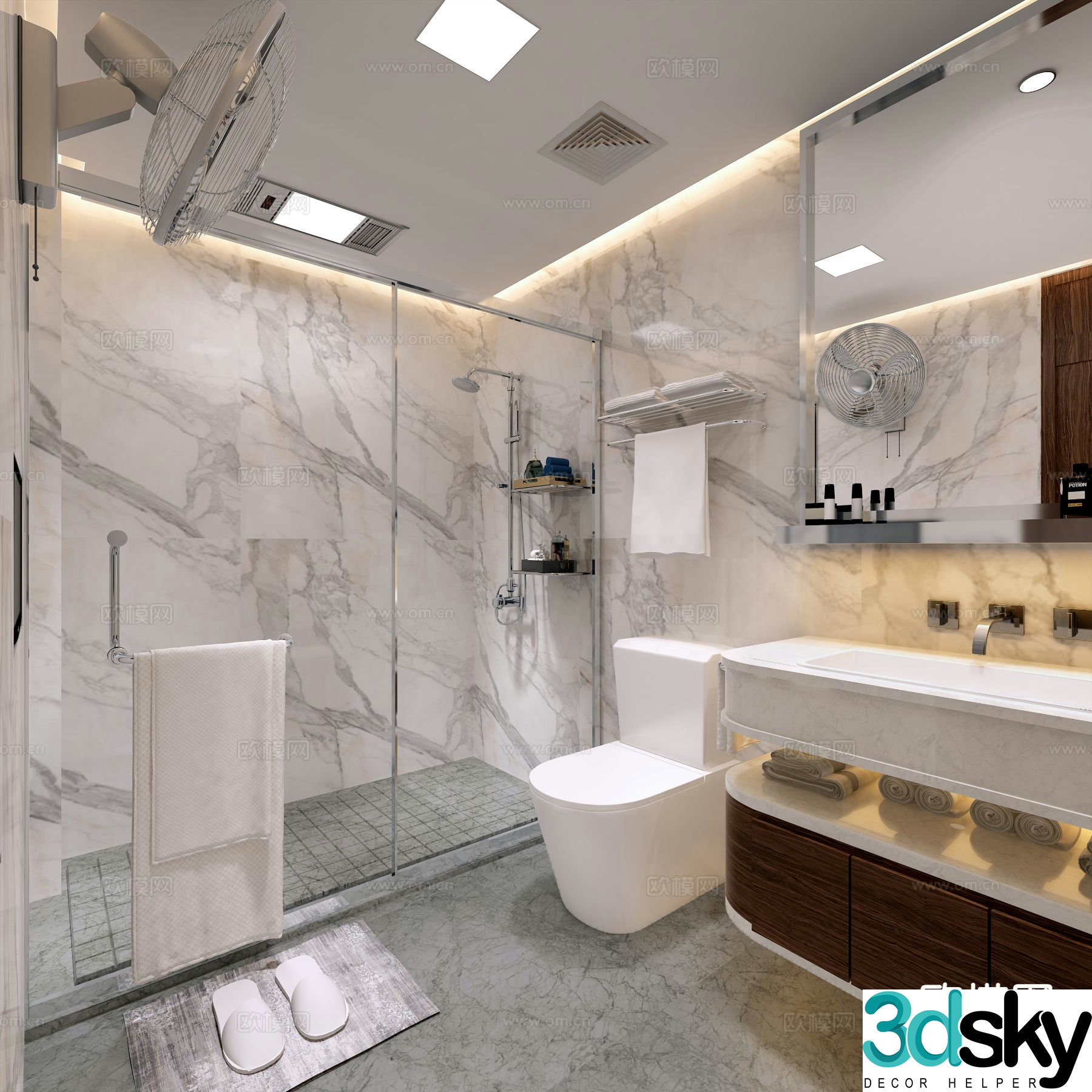 New Chinese style bathroom bathroom toilet 3d model