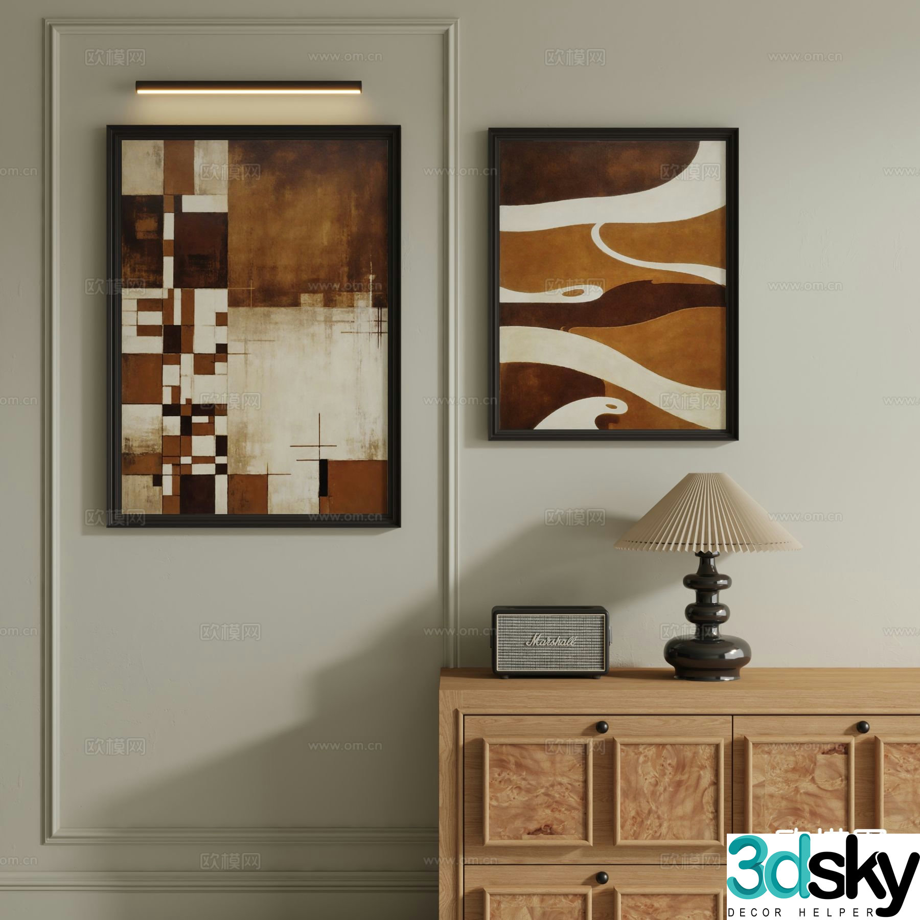 Modern decorative painting retro hanging painting 3d model