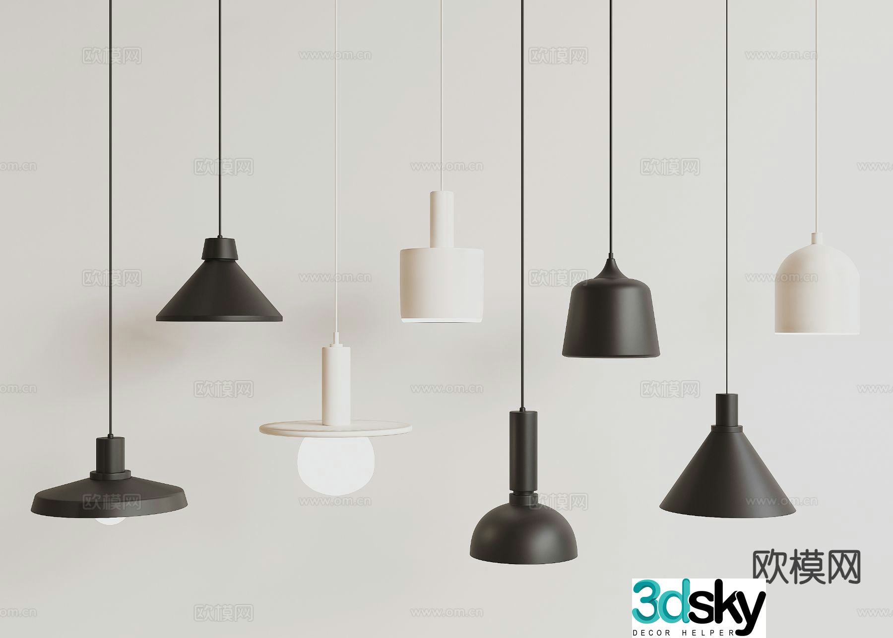 Italian minimalist small chandelier 3D model