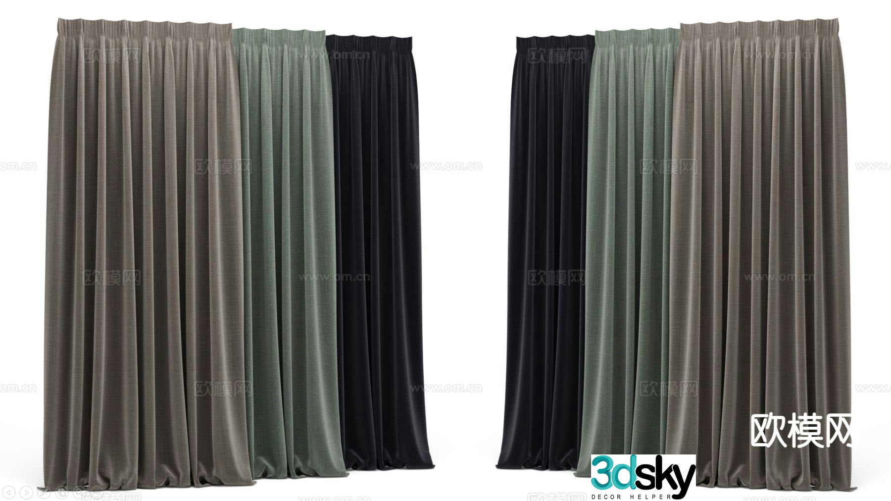 Modern curtains solid color curtains cloth curtains gauze curtain 3d model