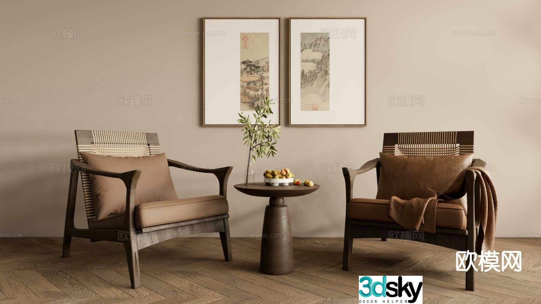 New Chinese style leisure chair armchair 3d model