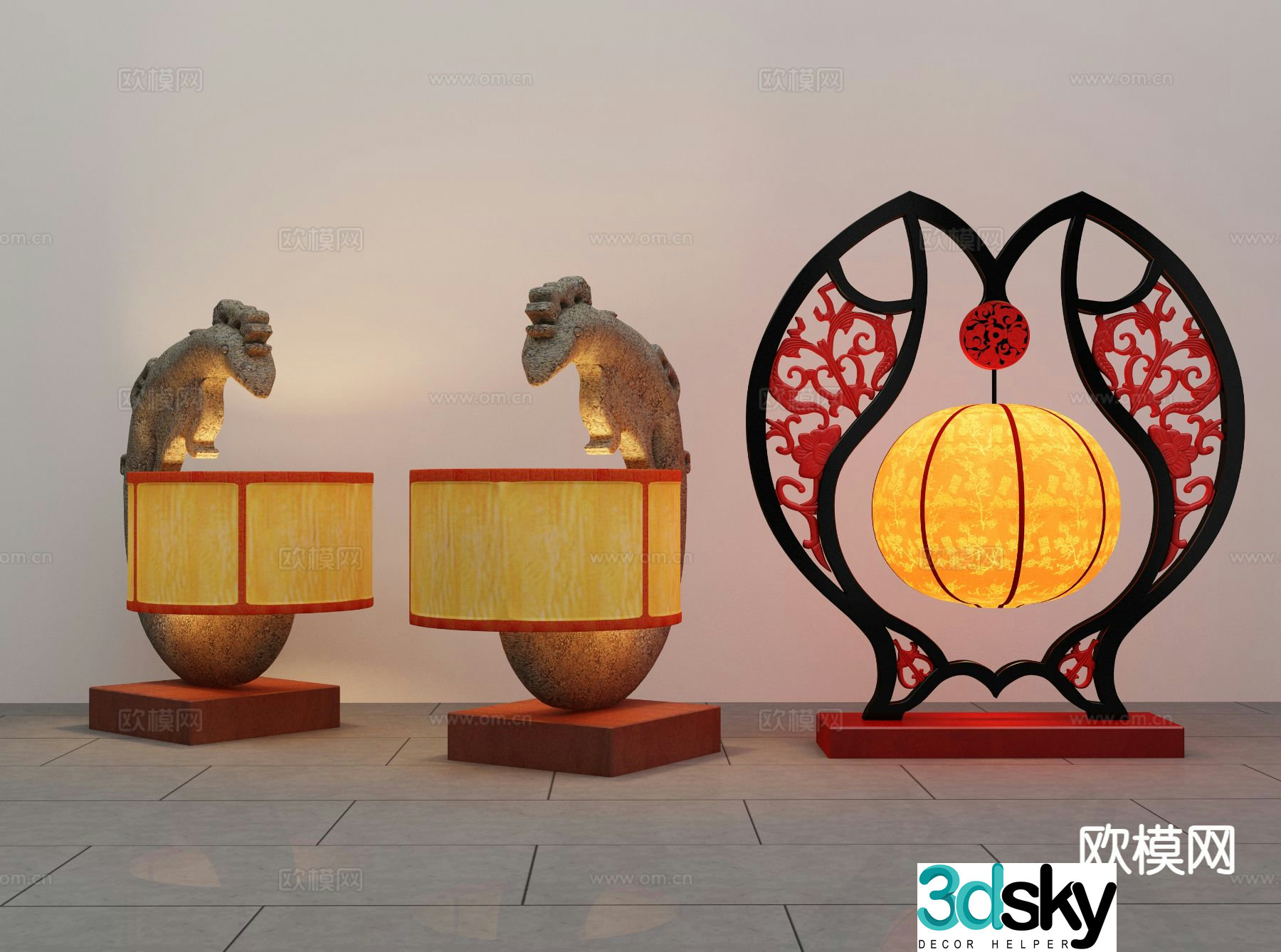 New Chinese style table lamp lantern table lamp 3d model