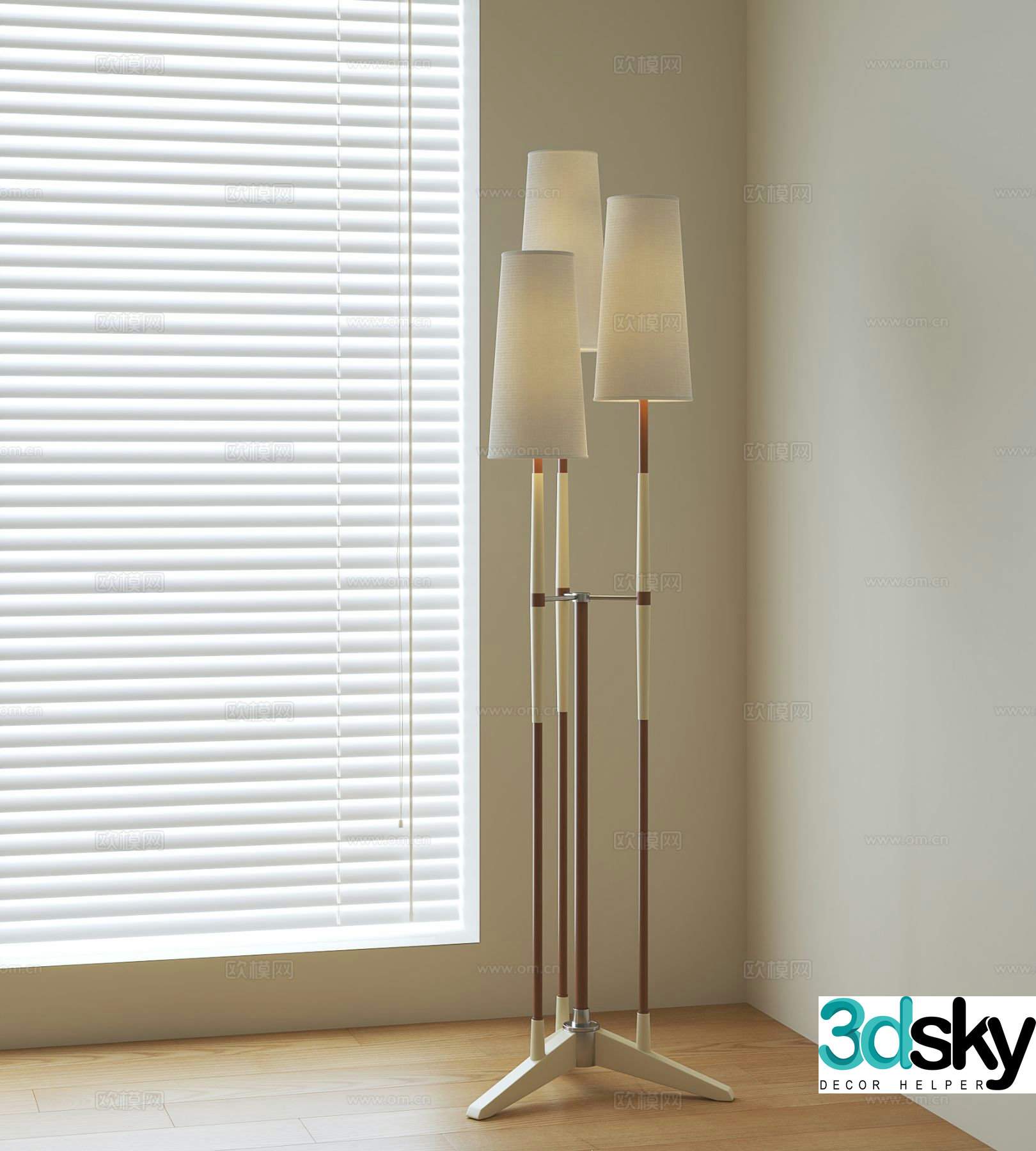 Medieval style floor lamp multi-head floor lamp 3D model