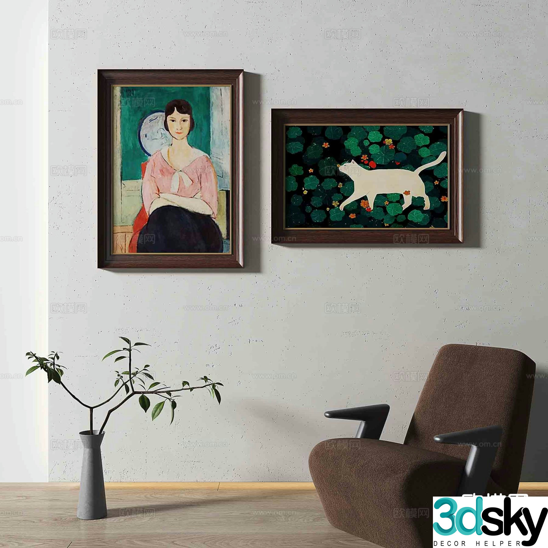 Medieval style figure painting oil painting decorative painting 3D model